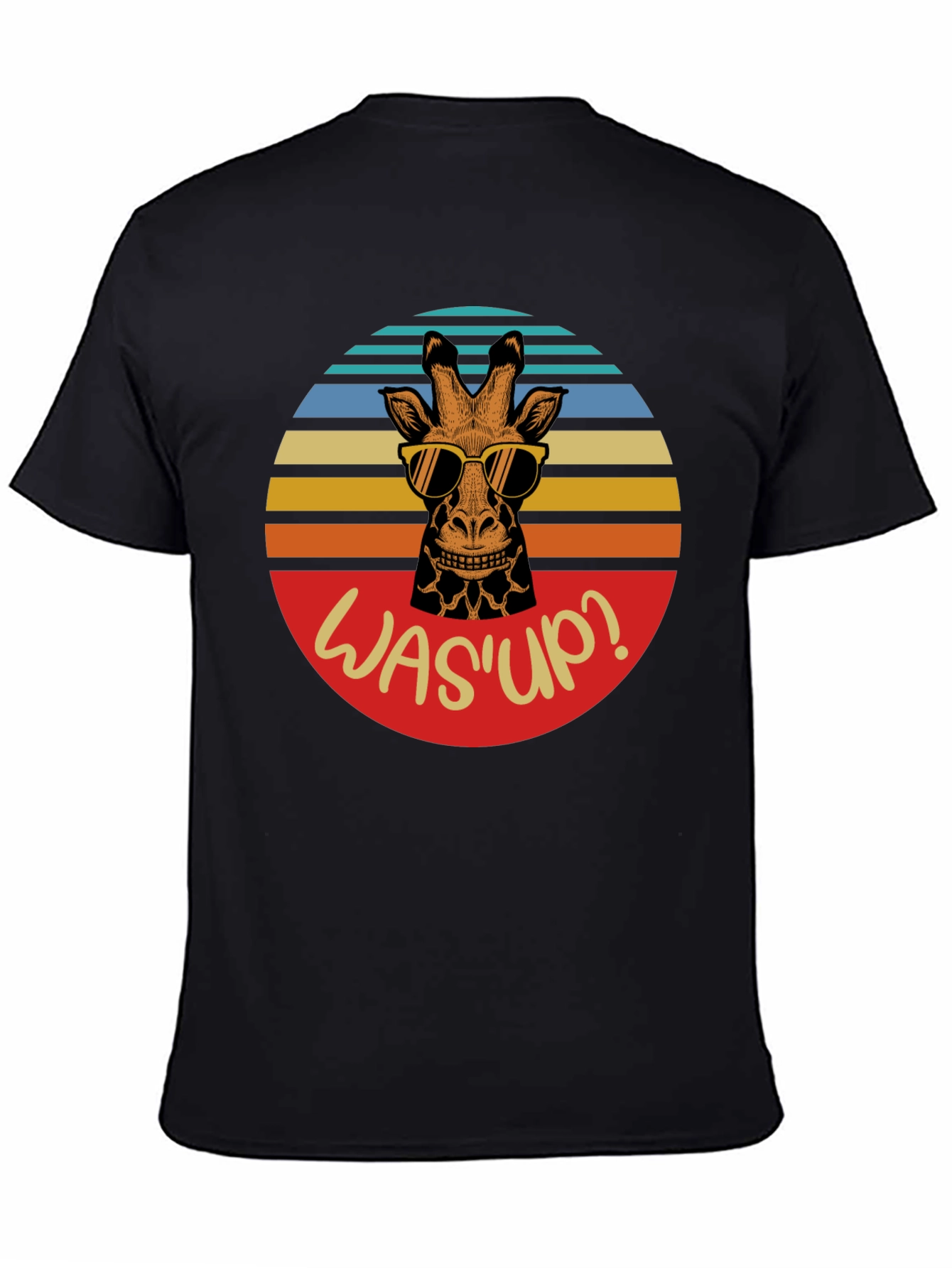 Funny Giraffe WasUp Graphic Mens T-Shirt