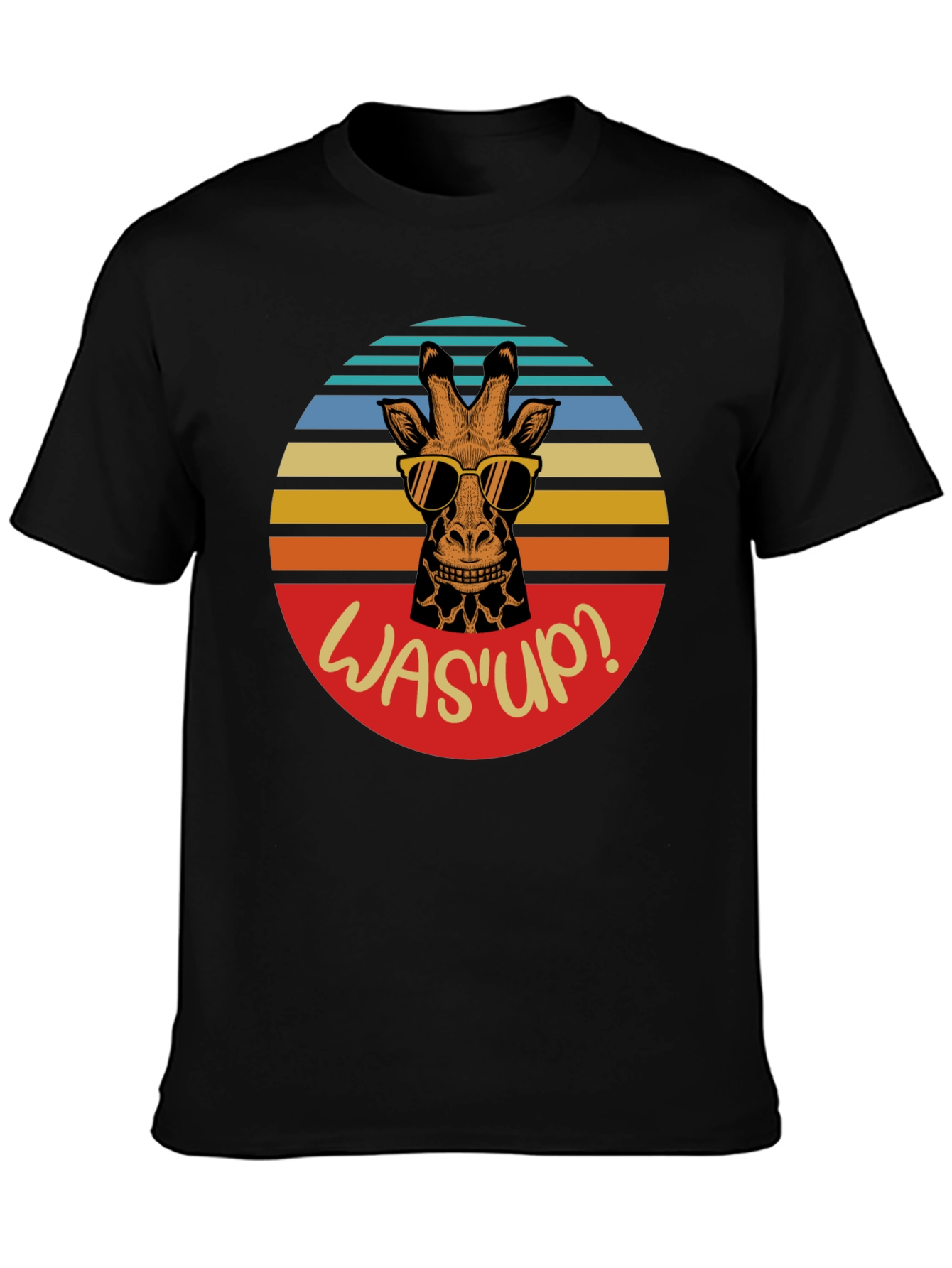 Funny Giraffe WasUp Graphic Mens T-Shirt