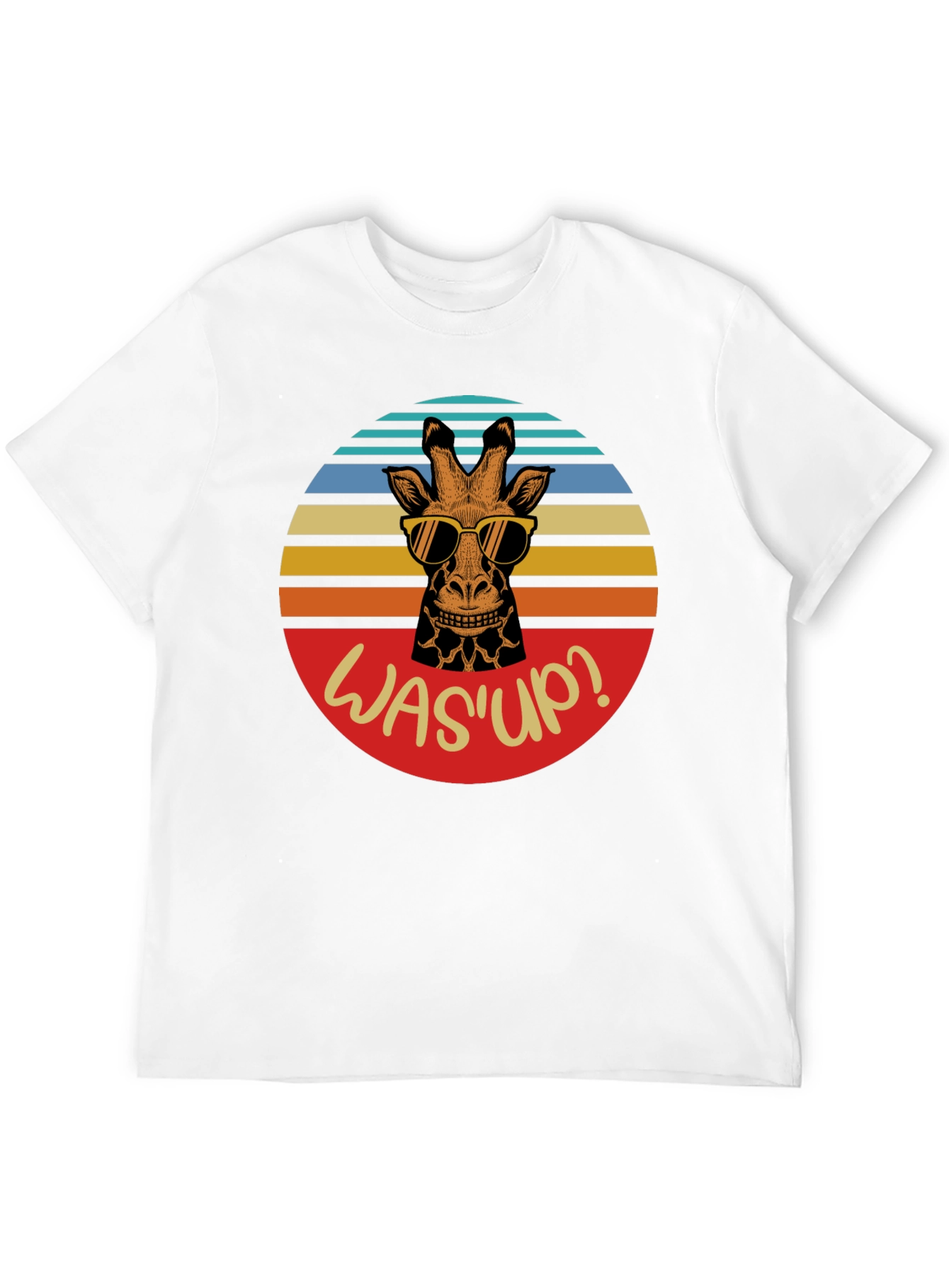 Funny Giraffe WasUp Graphic Mens T-Shirt