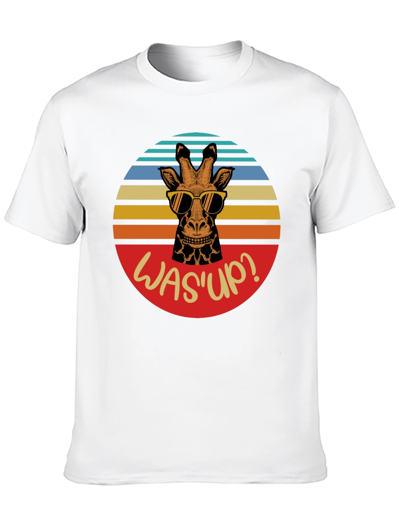 Funny Giraffe WasUp Graphic Mens T-Shirt