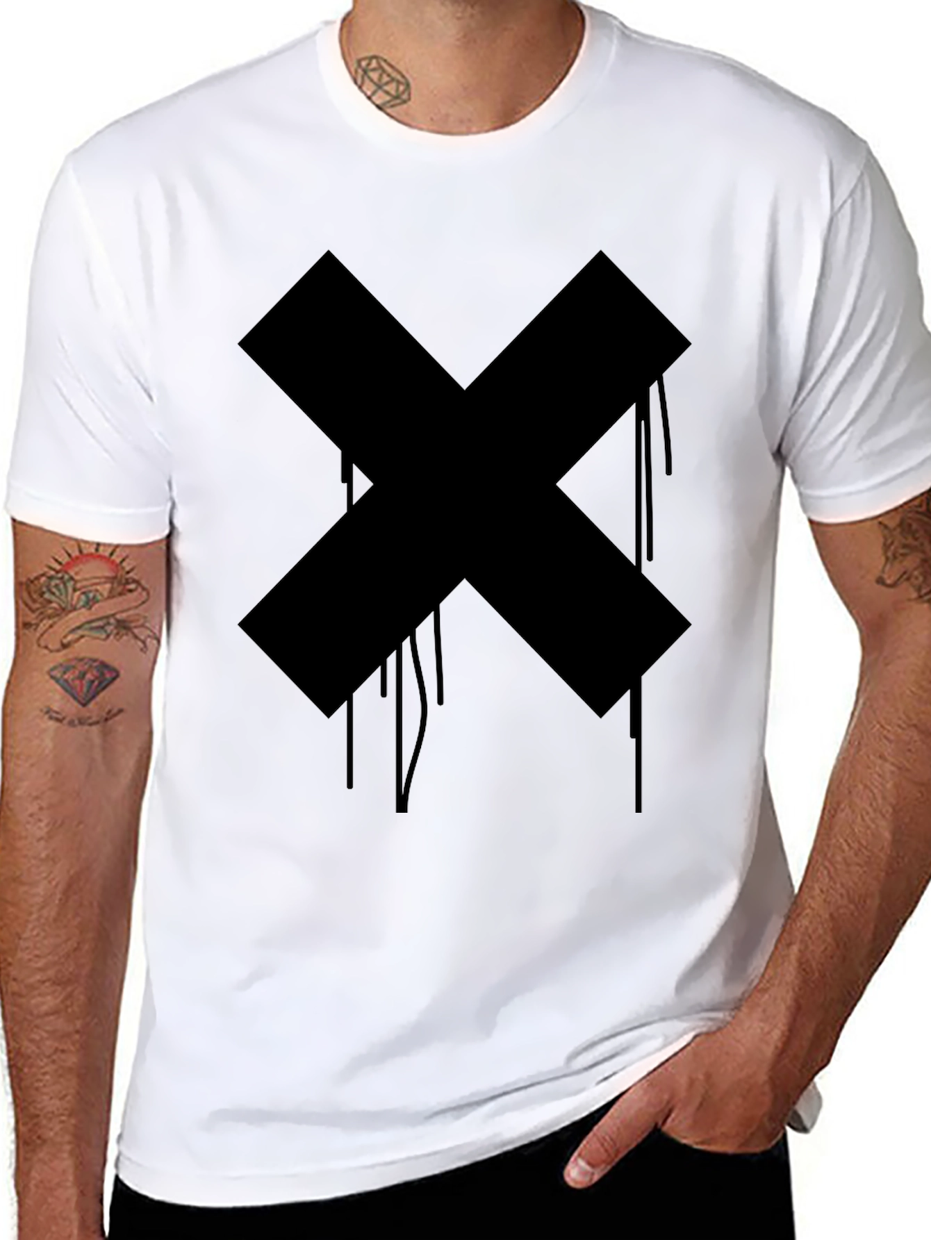 Mens Black Cross Graphic Tee
