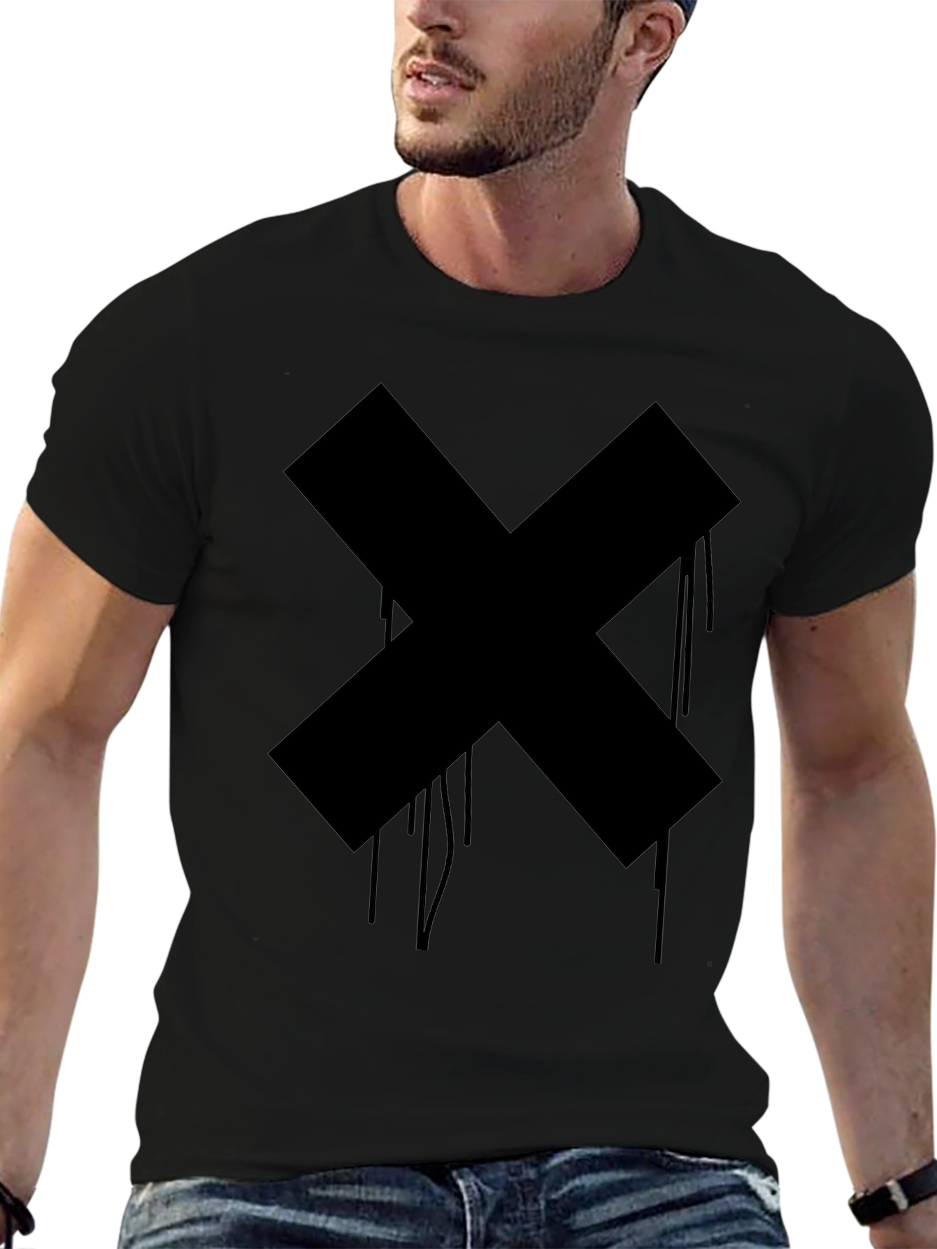 Mens Black Cross Graphic Tee