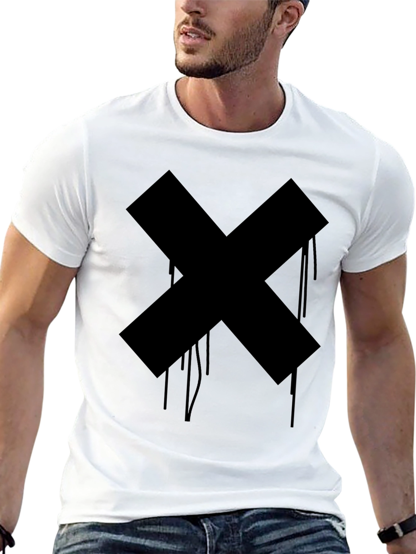 Mens Black Cross Graphic Tee
