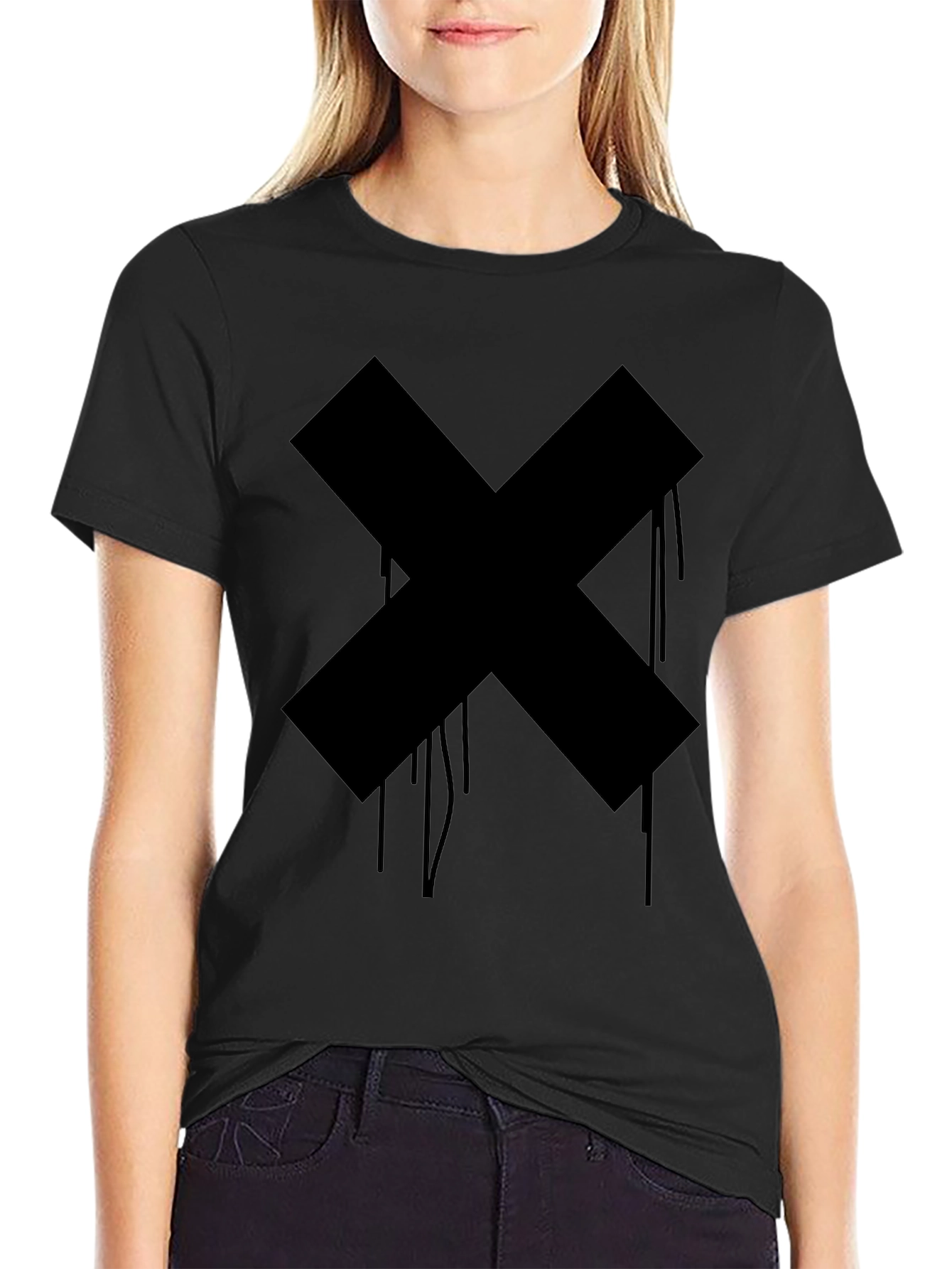Mens Black Cross Graphic Tee