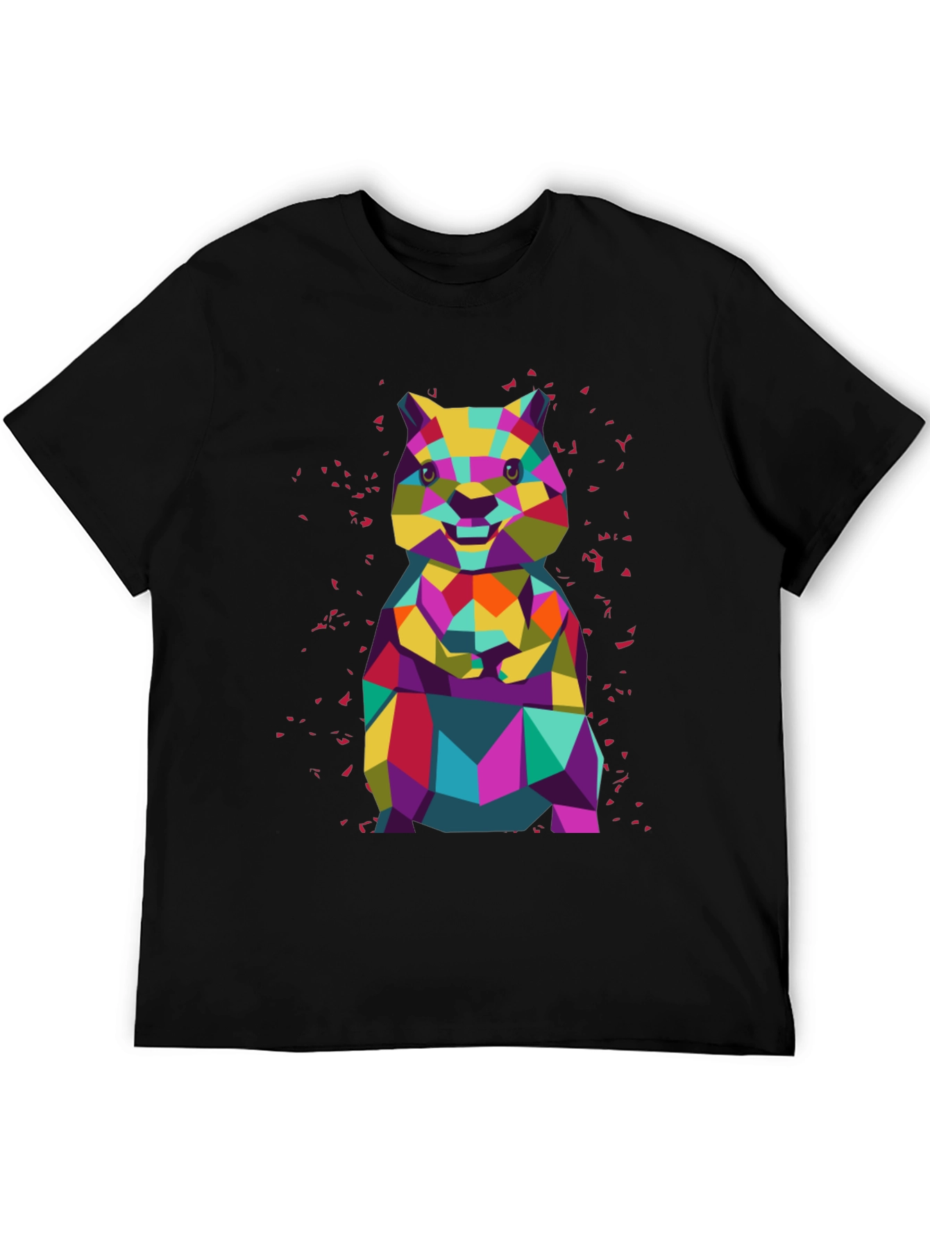 Geometric Hamster Graphic Tee - Black