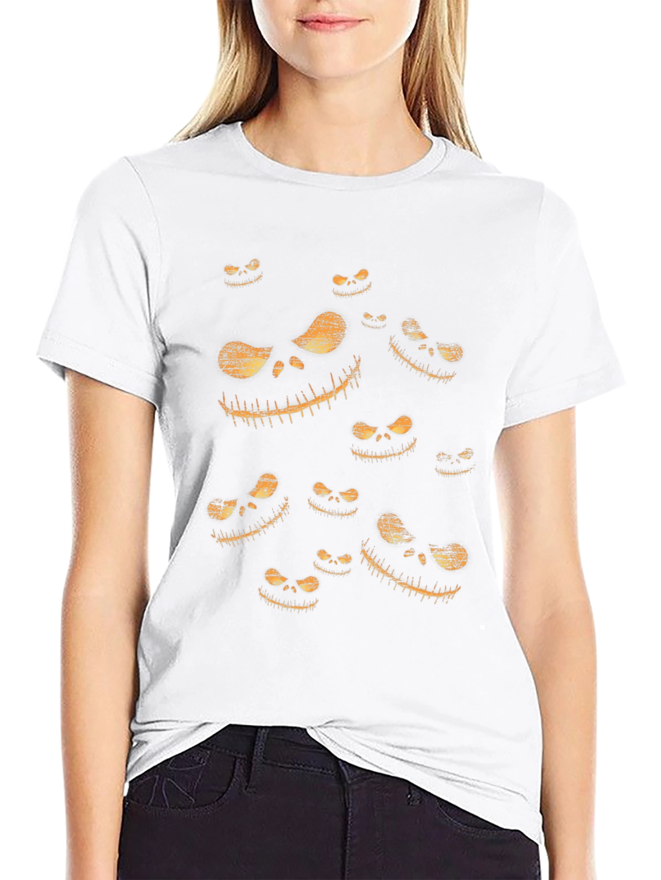 Spooky Halloween Face Graphic Black T-Shirt