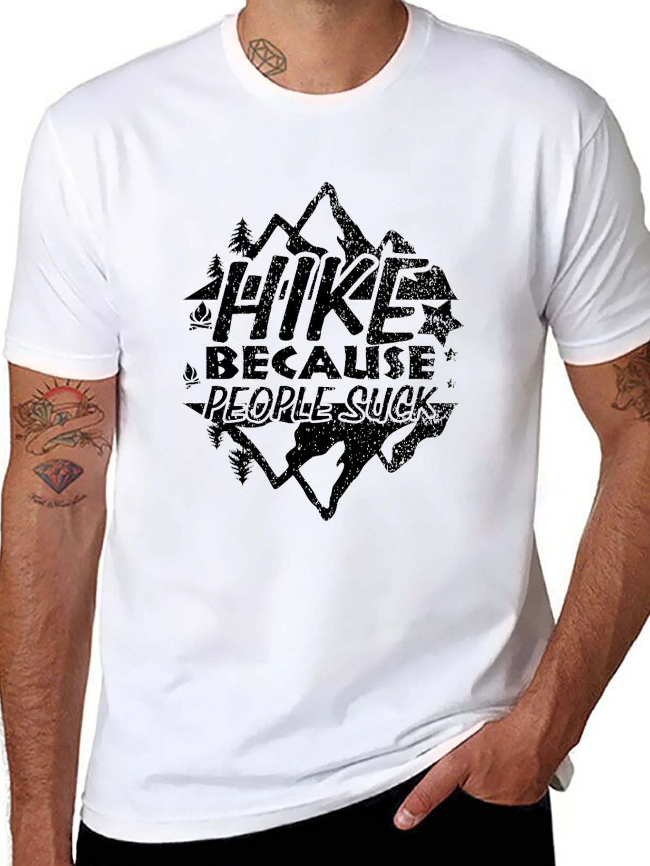Hike Because People Suck Graphic T-Shirt
