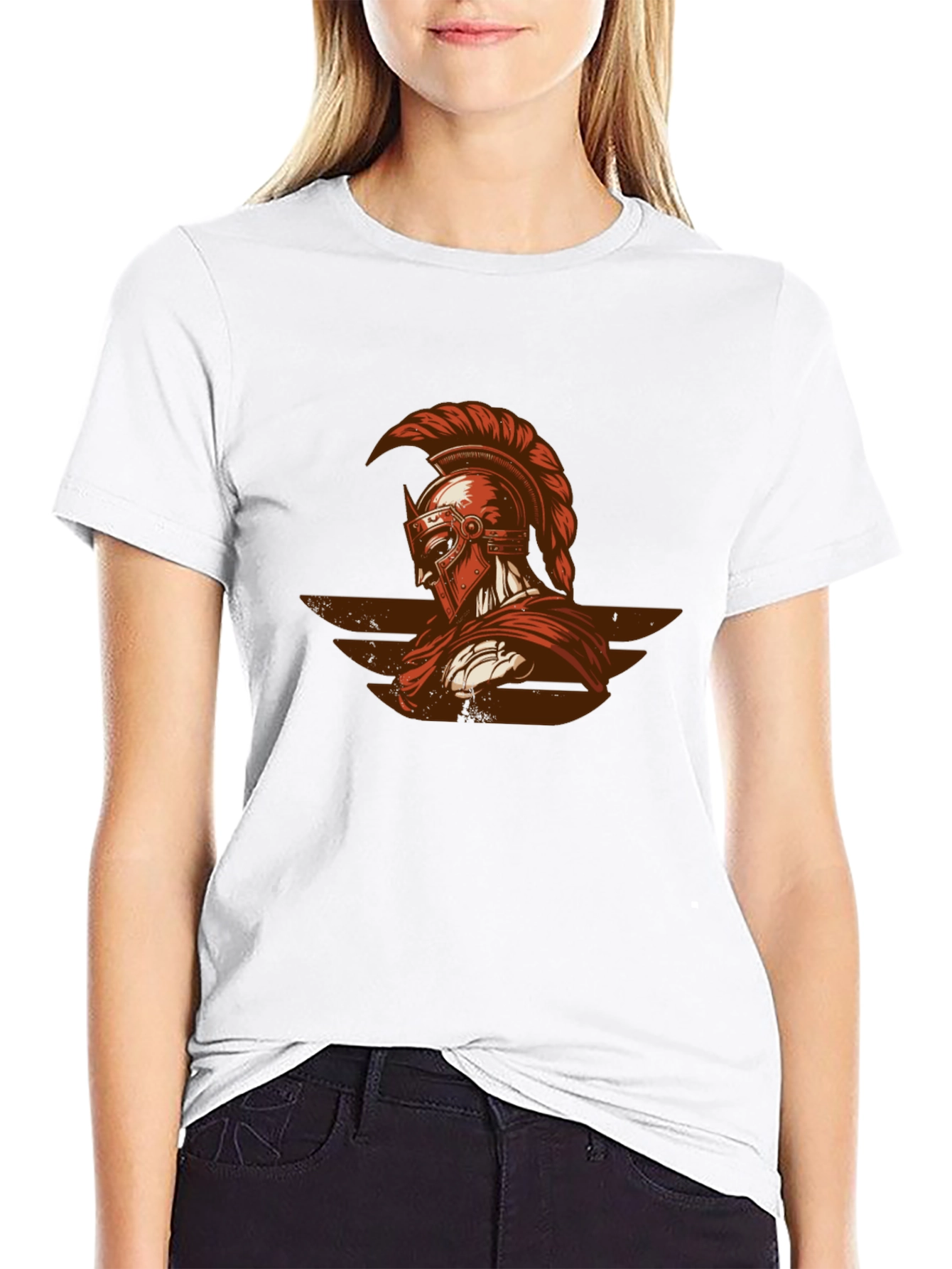 Spartan Warrior Graphic Tee - Black Cotton Shirt