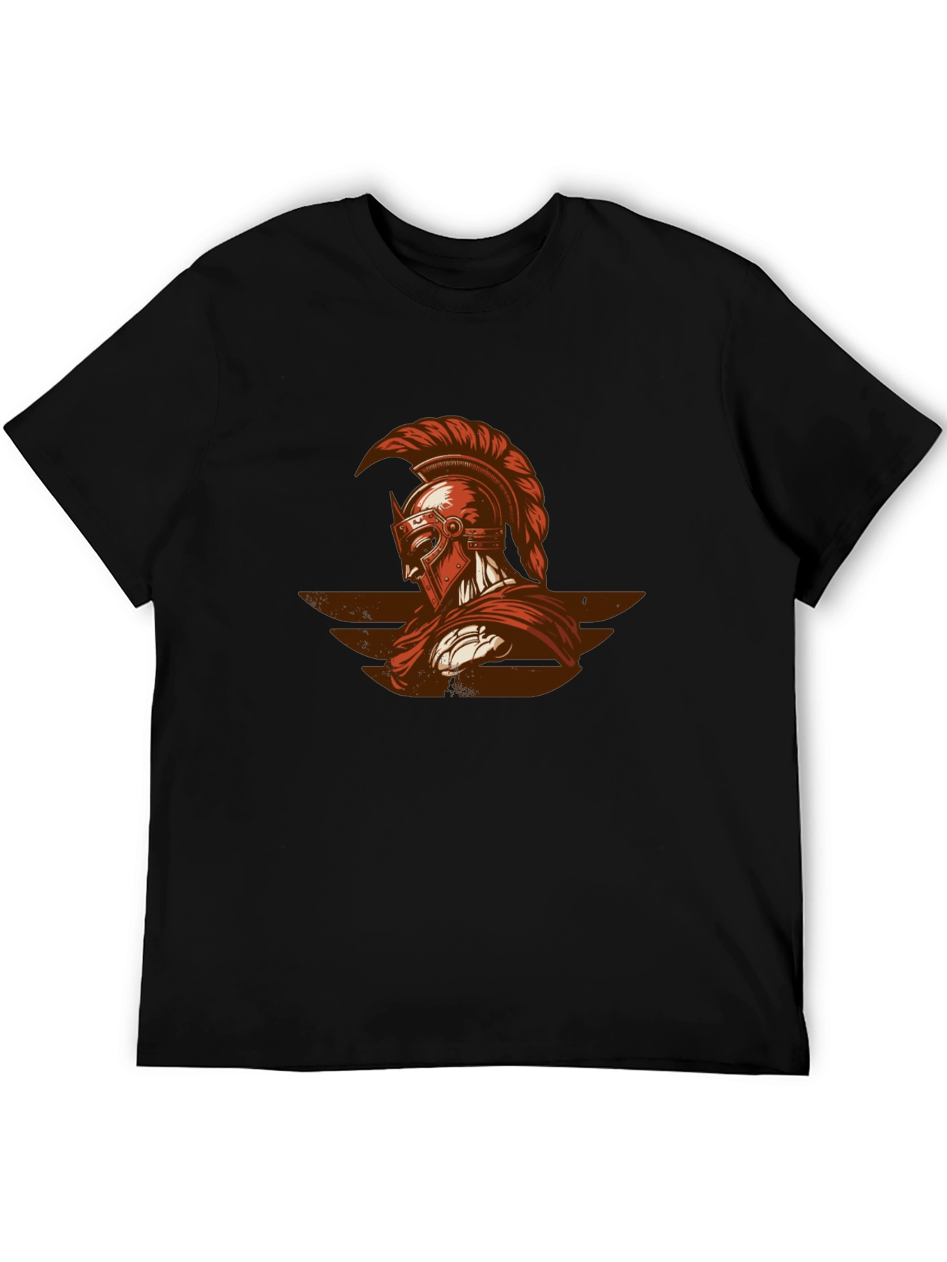 Spartan Warrior Graphic Tee - Black Cotton Shirt