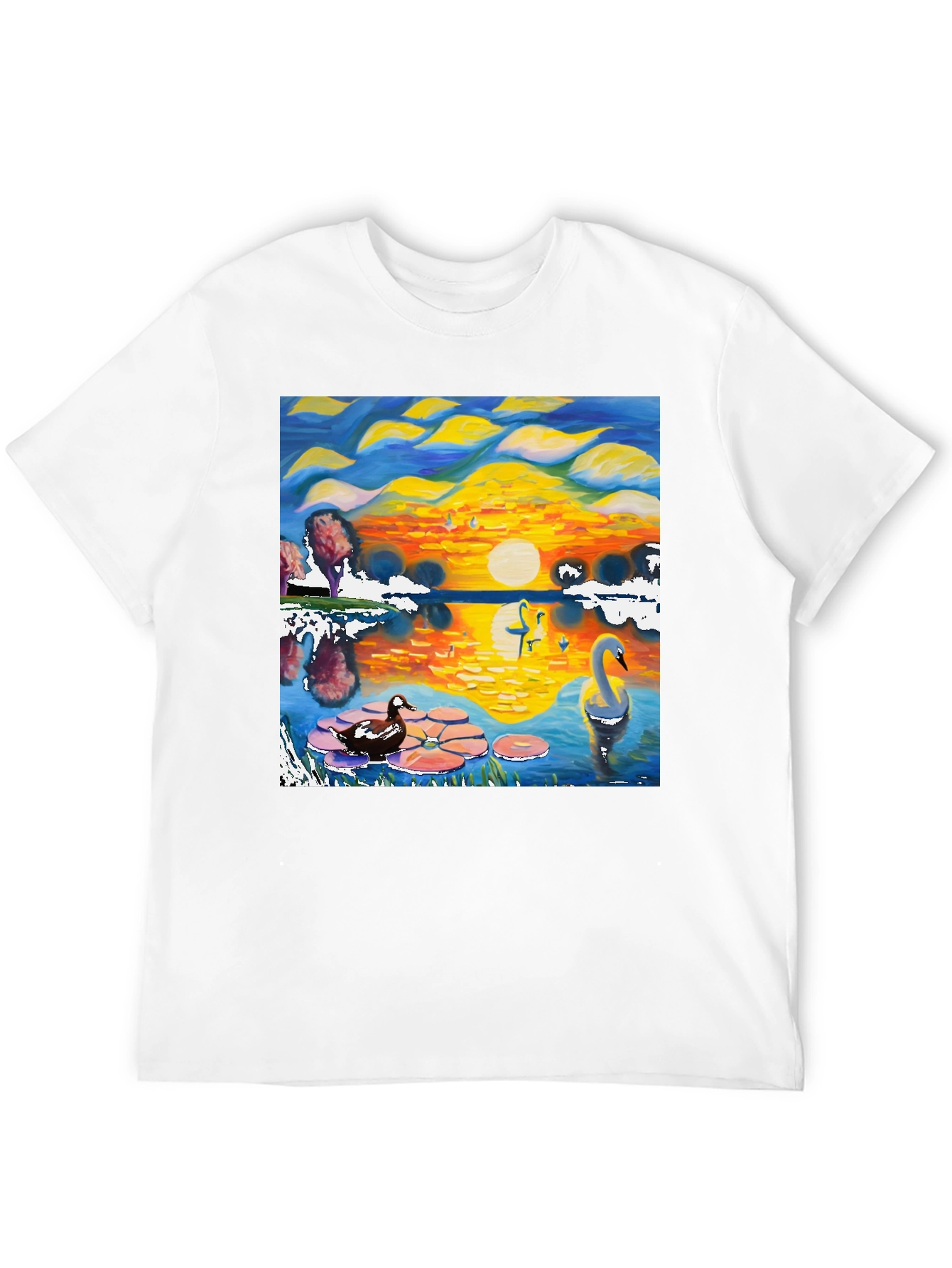 Swan Lake Graphic Tee - Artistic Black T-Shirt