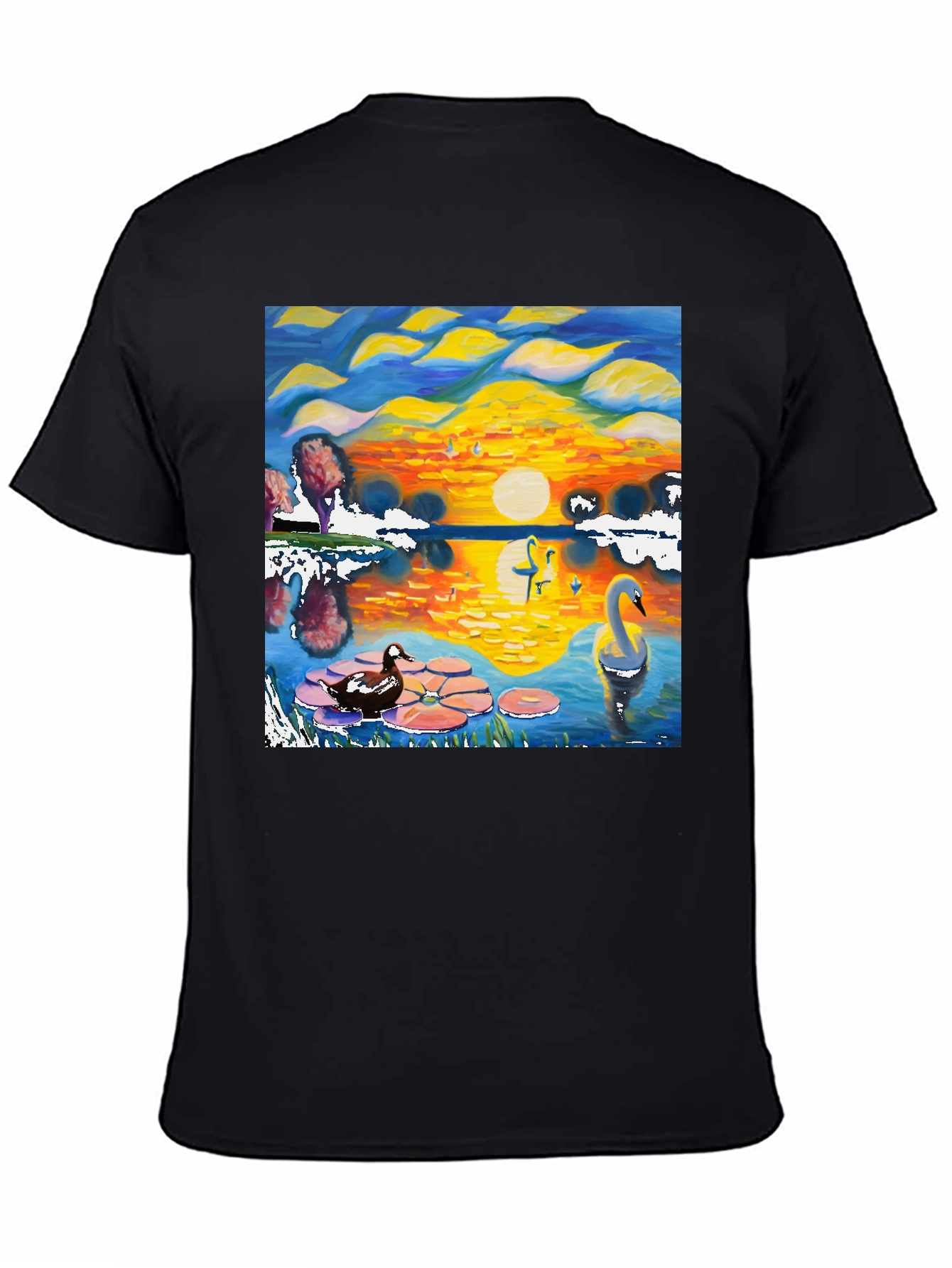 Swan Lake Graphic Tee - Artistic Black T-Shirt