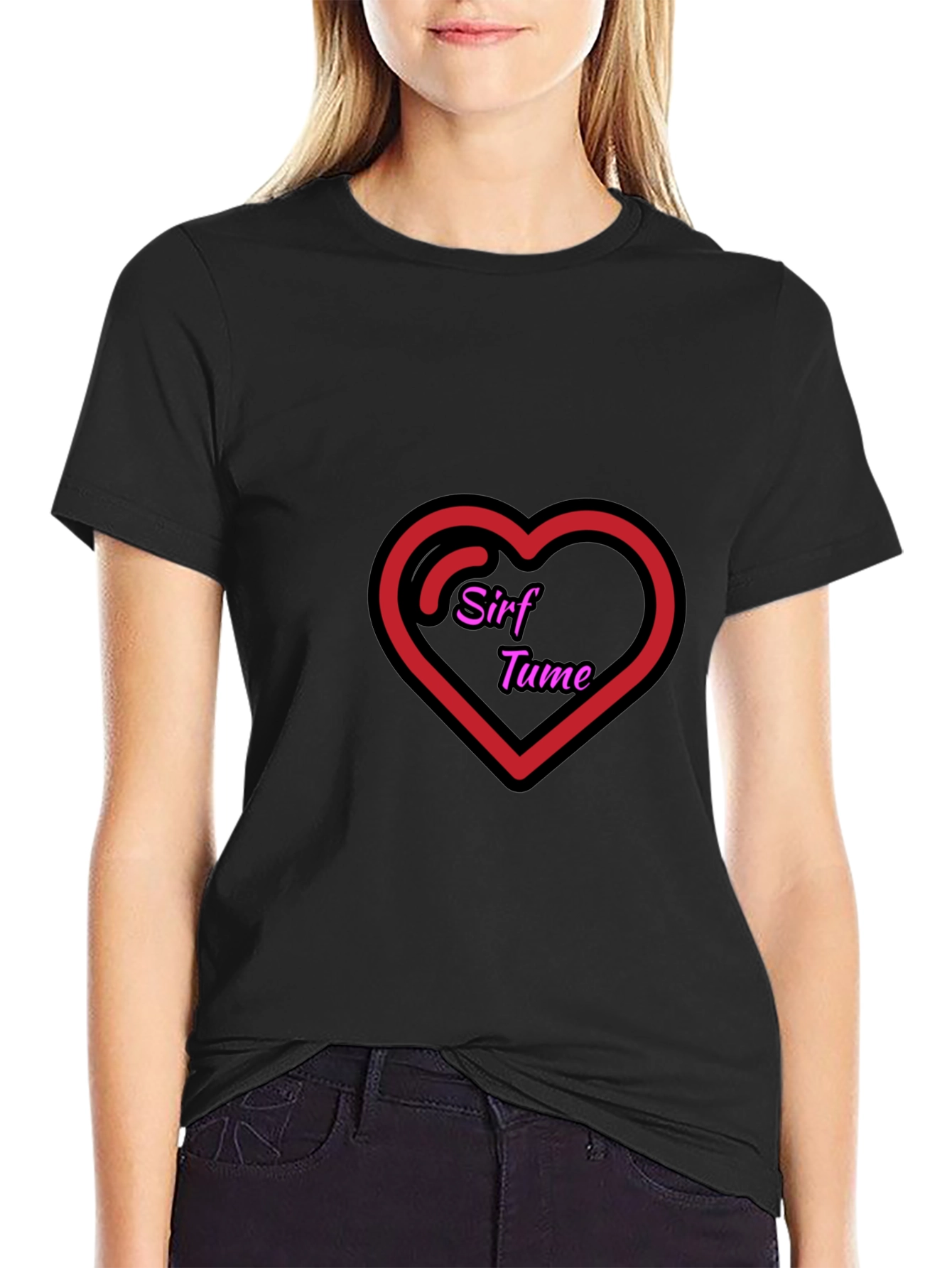 Sirf Tume Heart Graphic Black T-Shirt