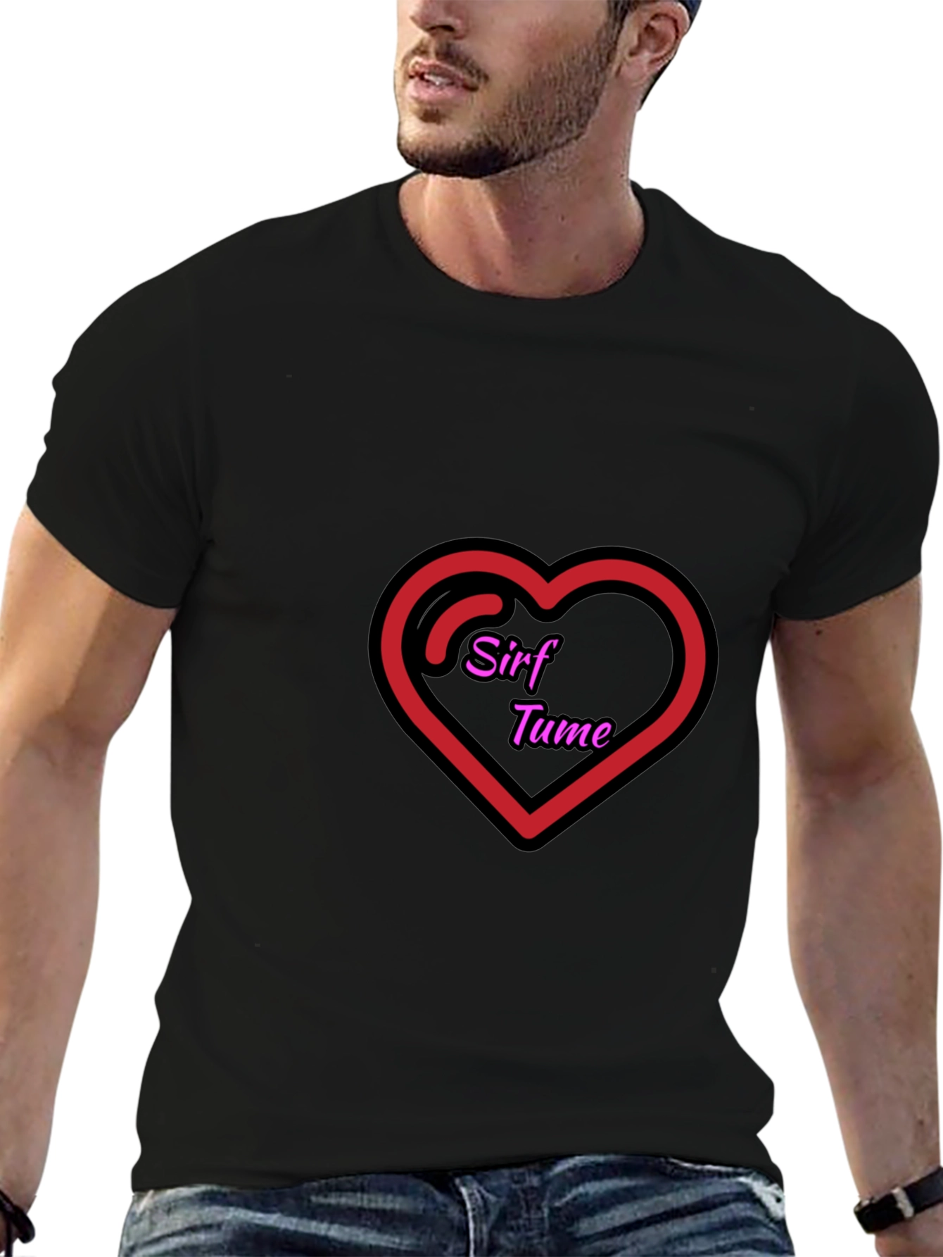Sirf Tume Heart Graphic Black T-Shirt