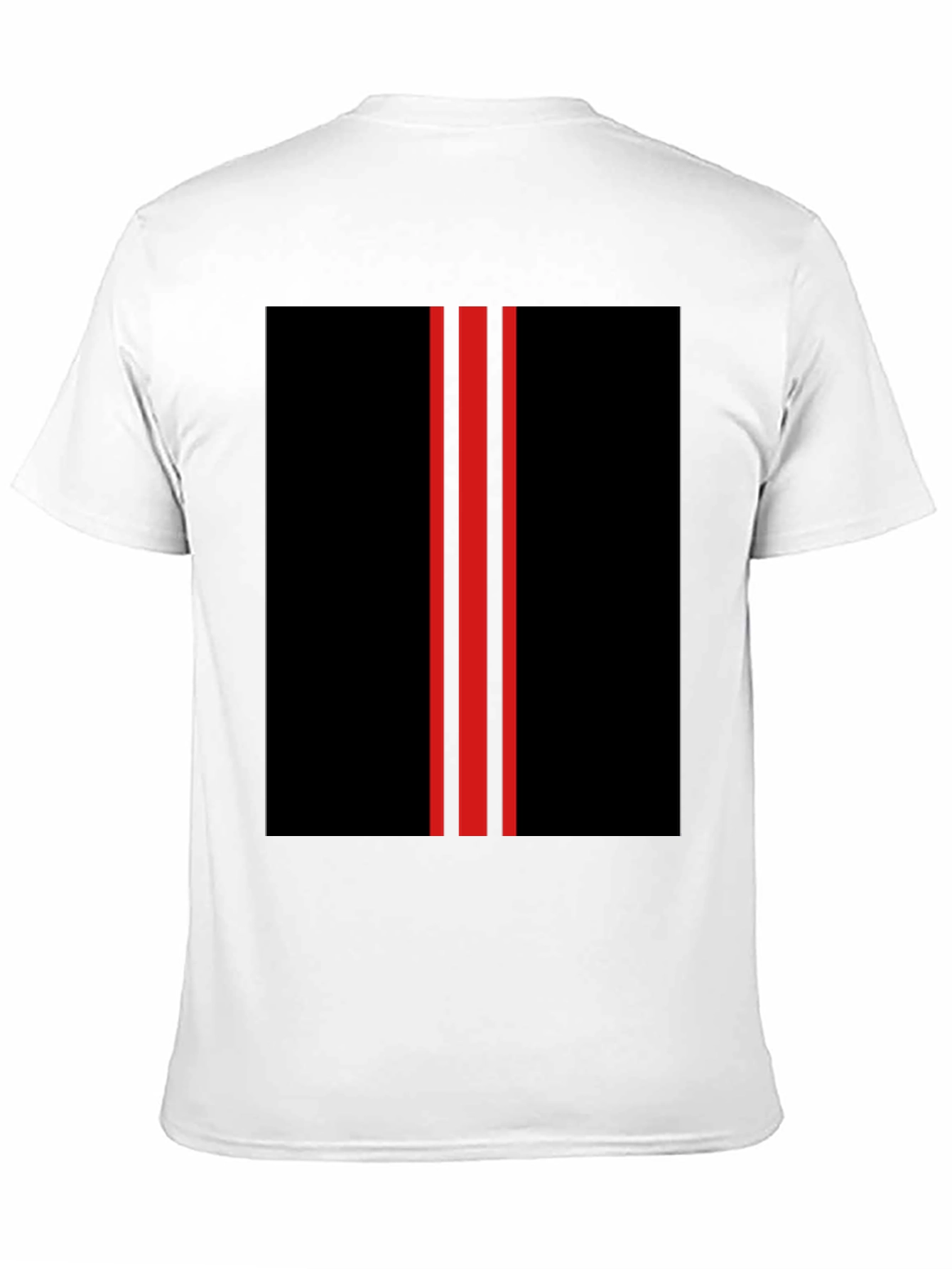 Black T-Shirt with Red Racing Stripes Design