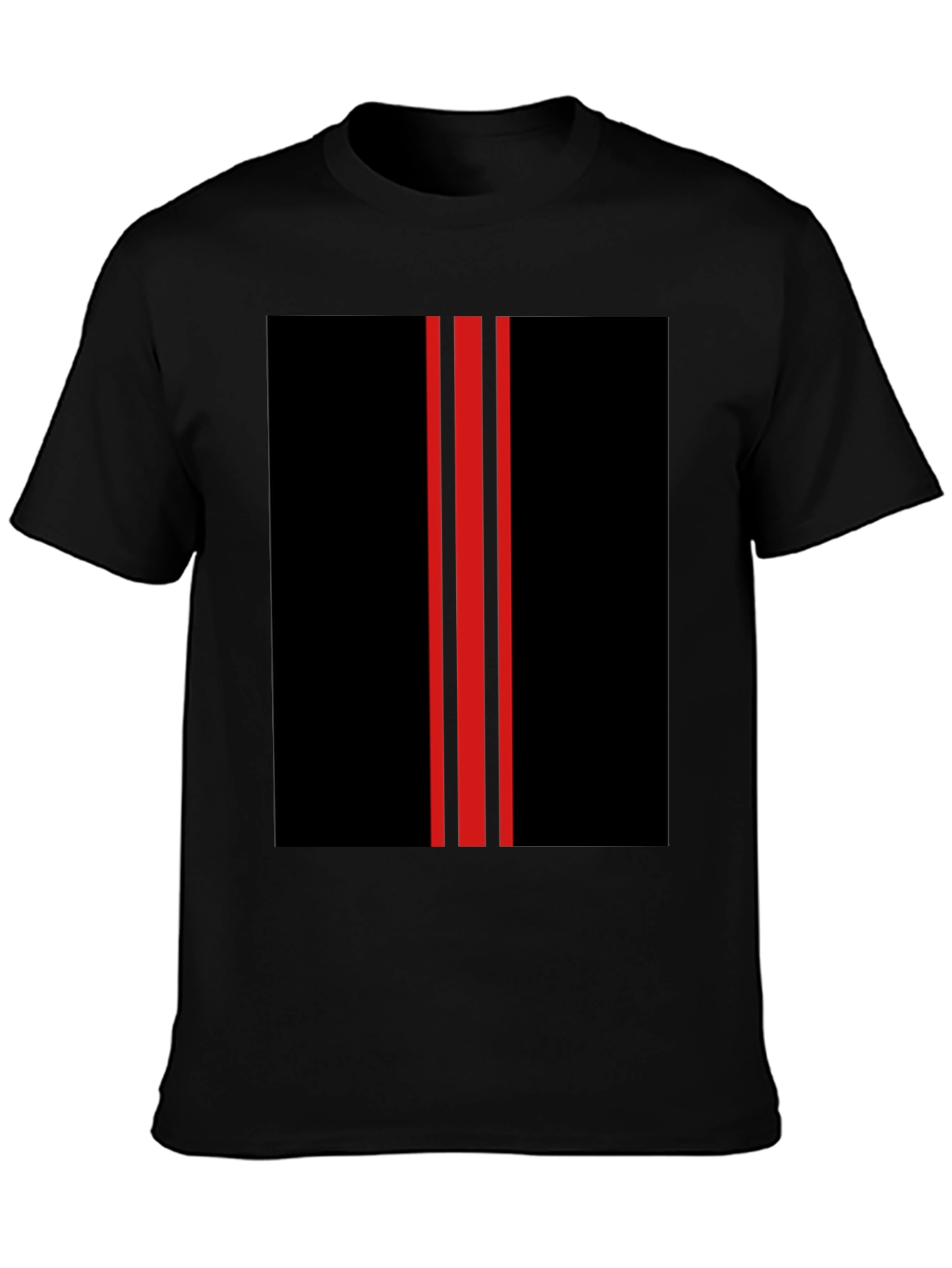 Black T-Shirt with Red Racing Stripes Design
