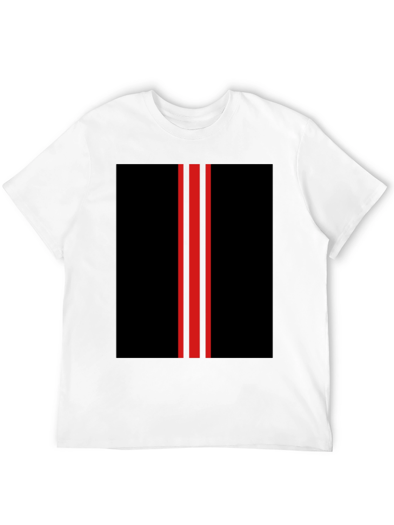 Black T-Shirt with Red Racing Stripes Design