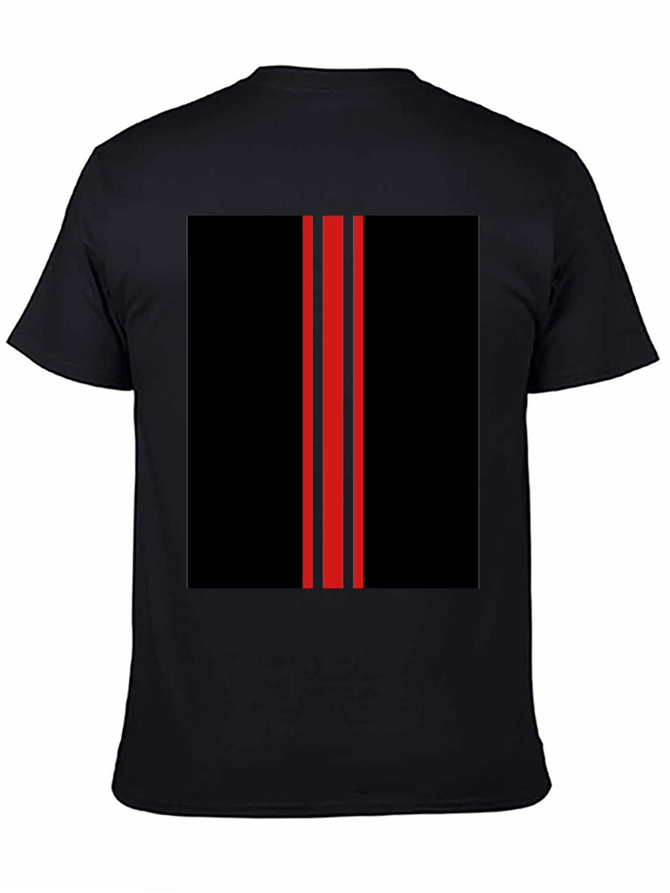 Black T-Shirt with Red Racing Stripes Design
