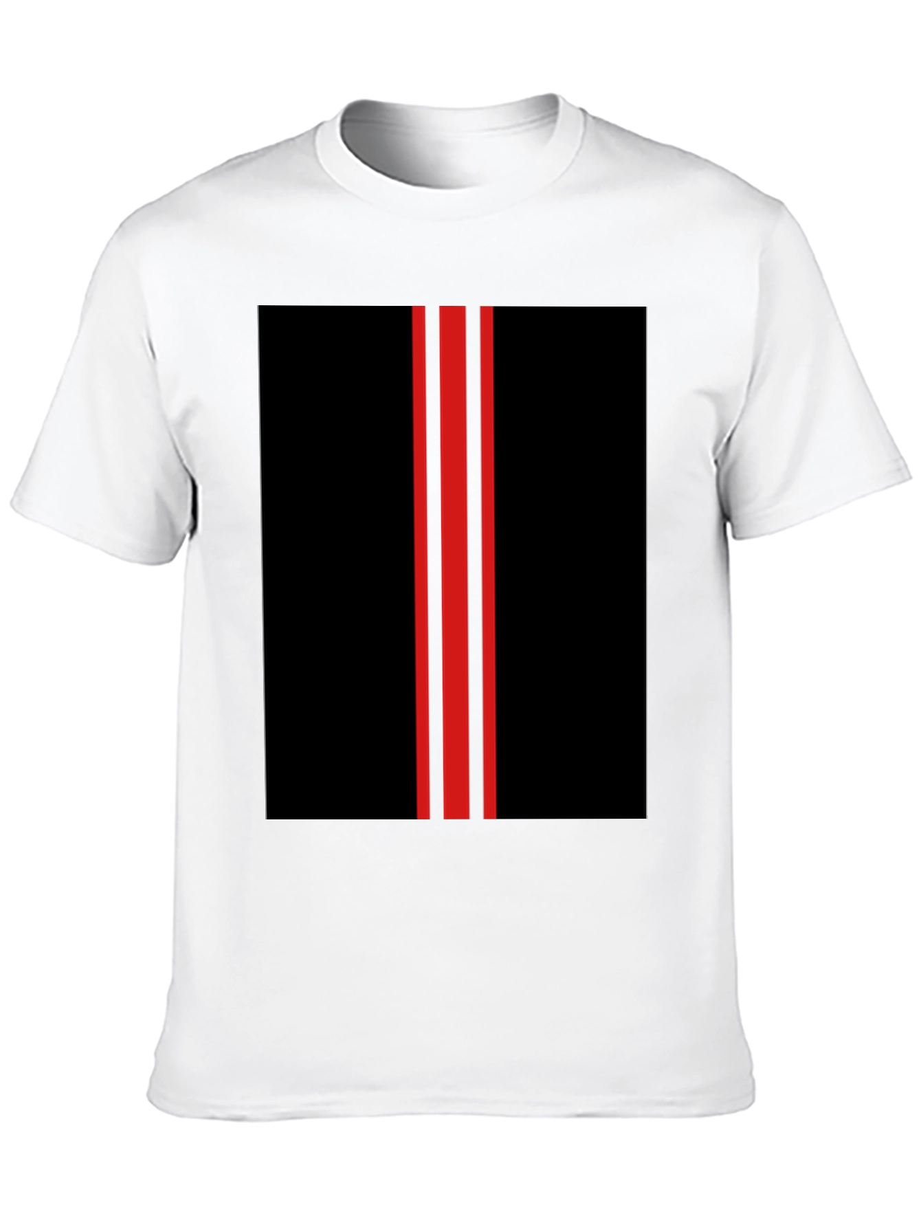 Black T-Shirt with Red Racing Stripes Design
