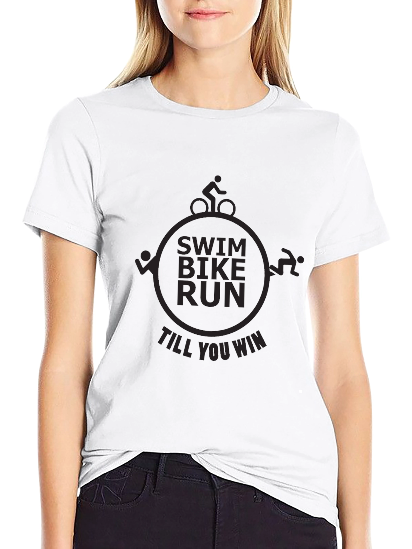 Swim Bike Run Triathlon T-Shirt - Till You Win!