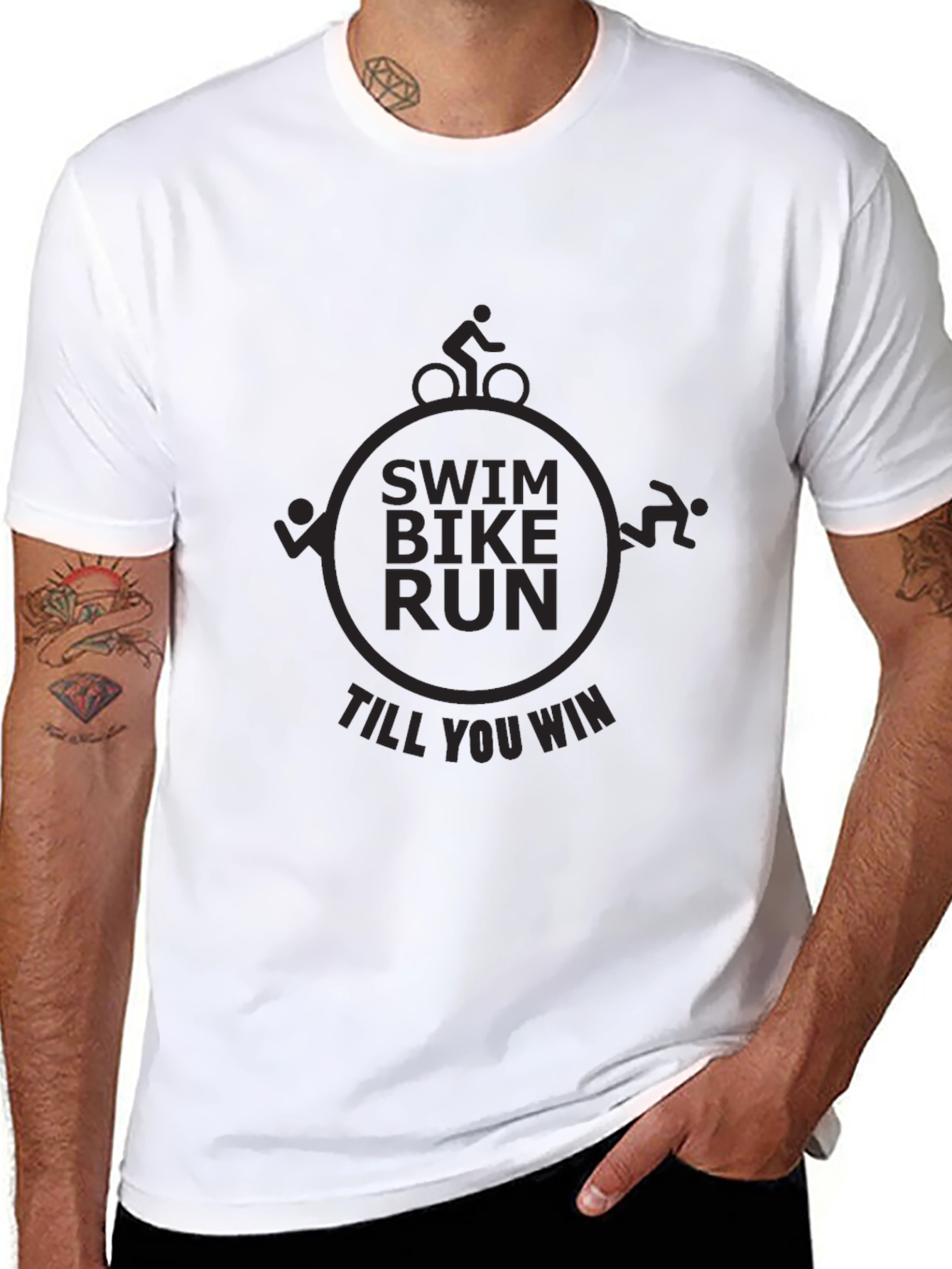 Swim Bike Run Triathlon T-Shirt - Till You Win!