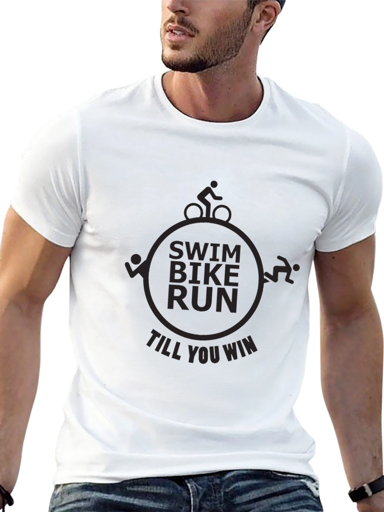Swim Bike Run Triathlon T-Shirt - Till You Win!