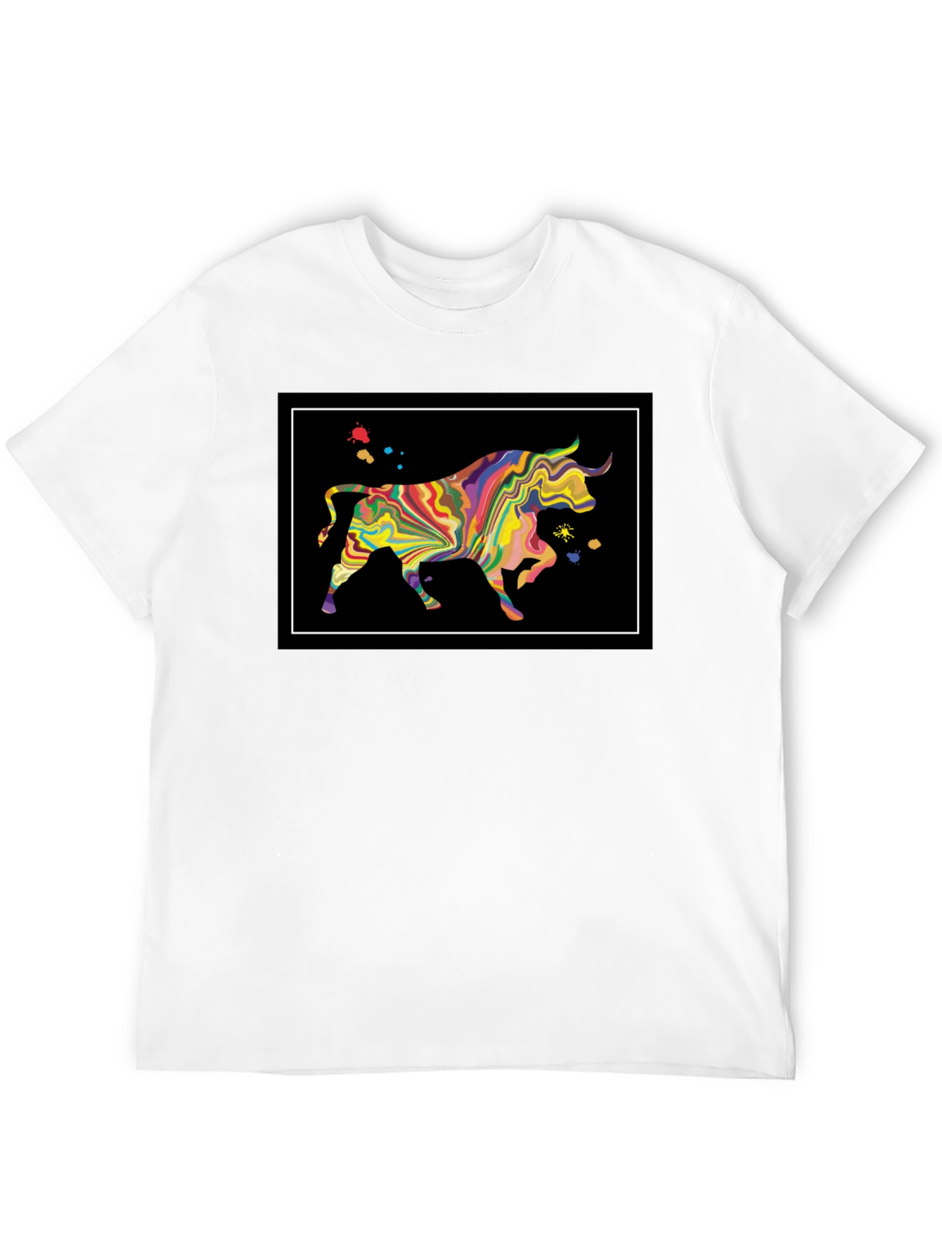 Abstract Bull Graphic Black T-Shirt