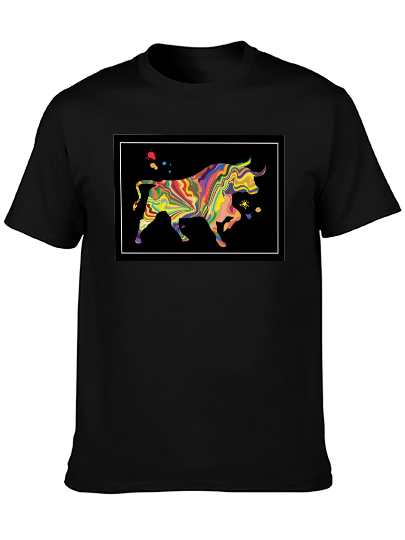 Abstract Bull Graphic Black T-Shirt