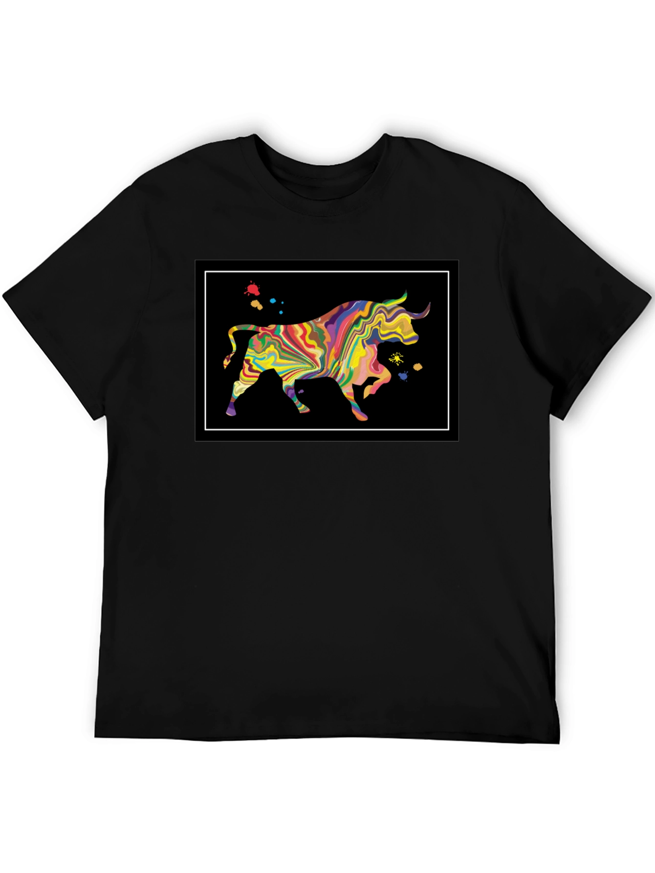 Abstract Bull Graphic Black T-Shirt