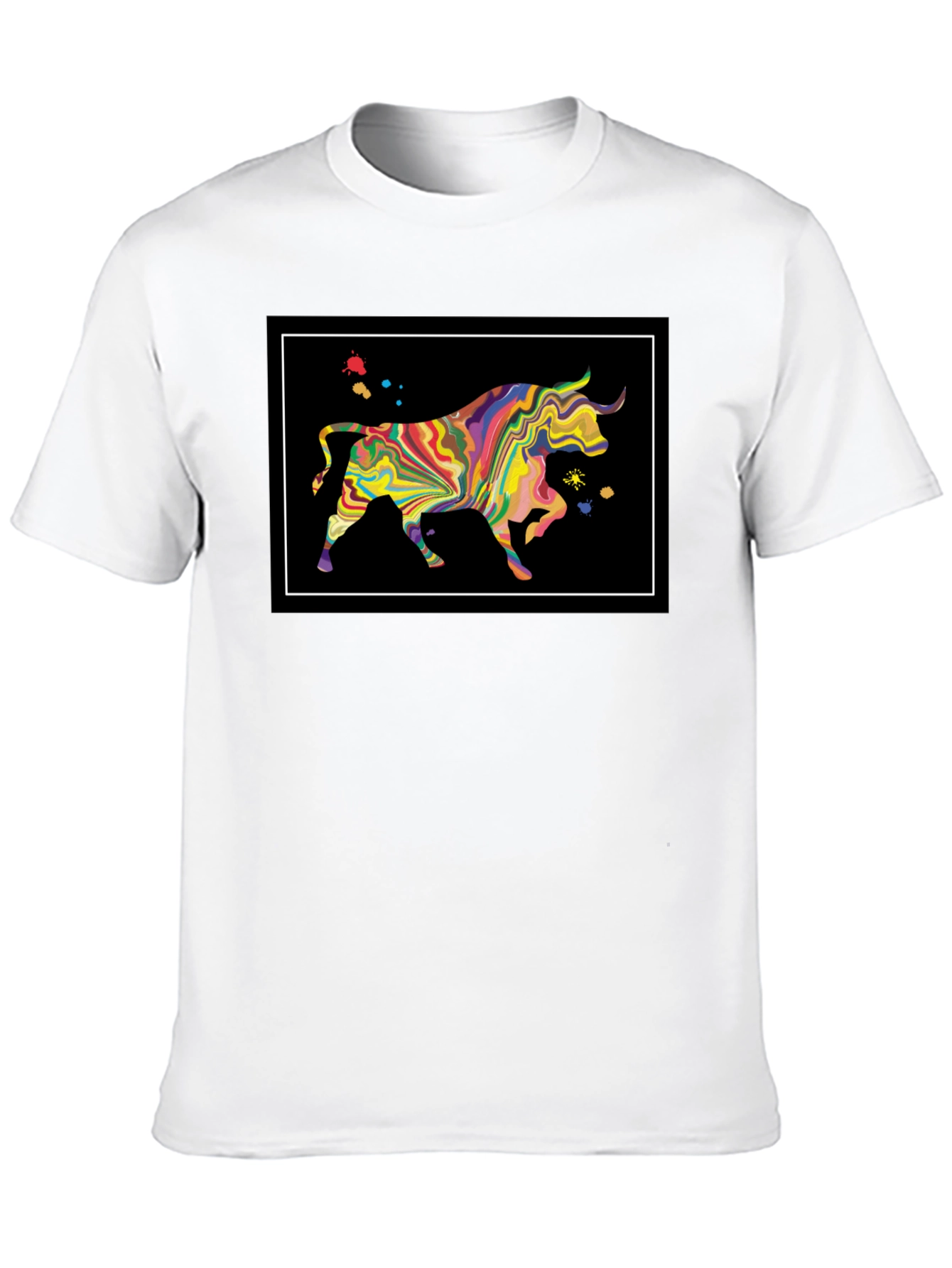 Abstract Bull Graphic Black T-Shirt