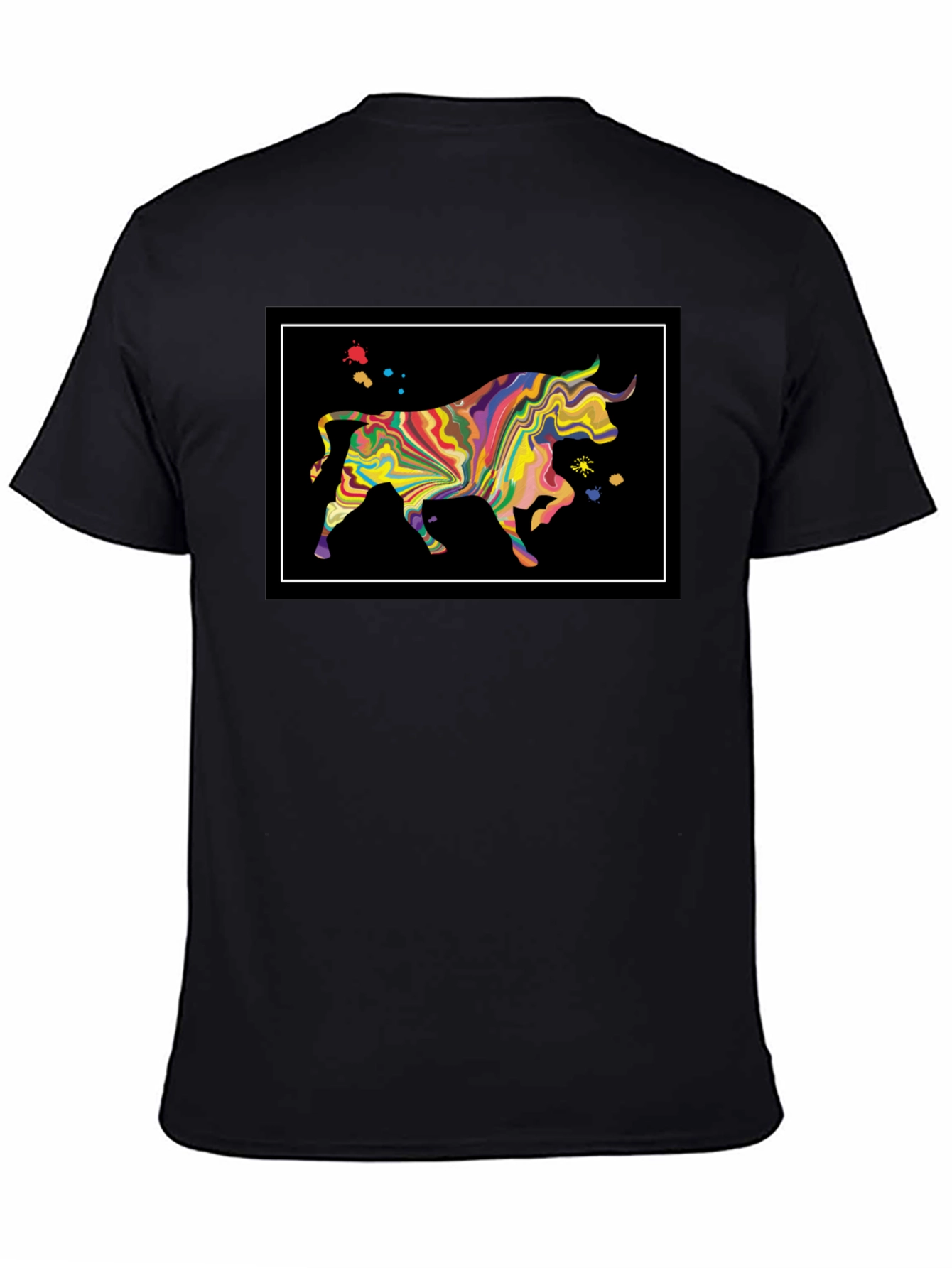 Abstract Bull Graphic Black T-Shirt