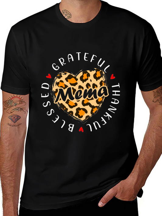 Blessed Mema Leopard Heart T-Shirt