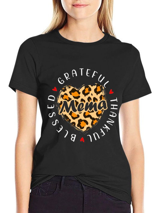 Blessed Mema Leopard Heart T-Shirt