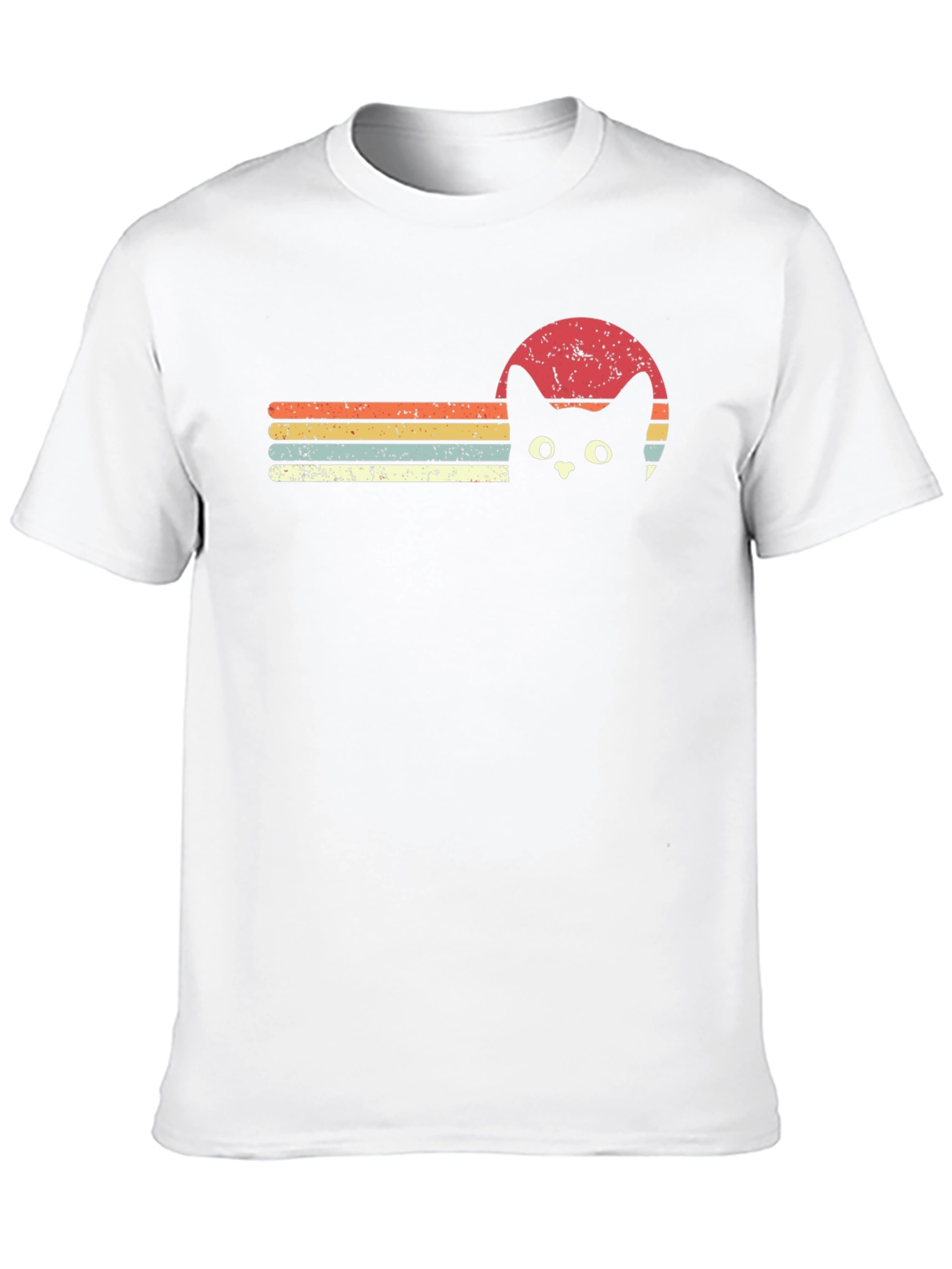 Retro Cat Sunset Graphic Tee - Black