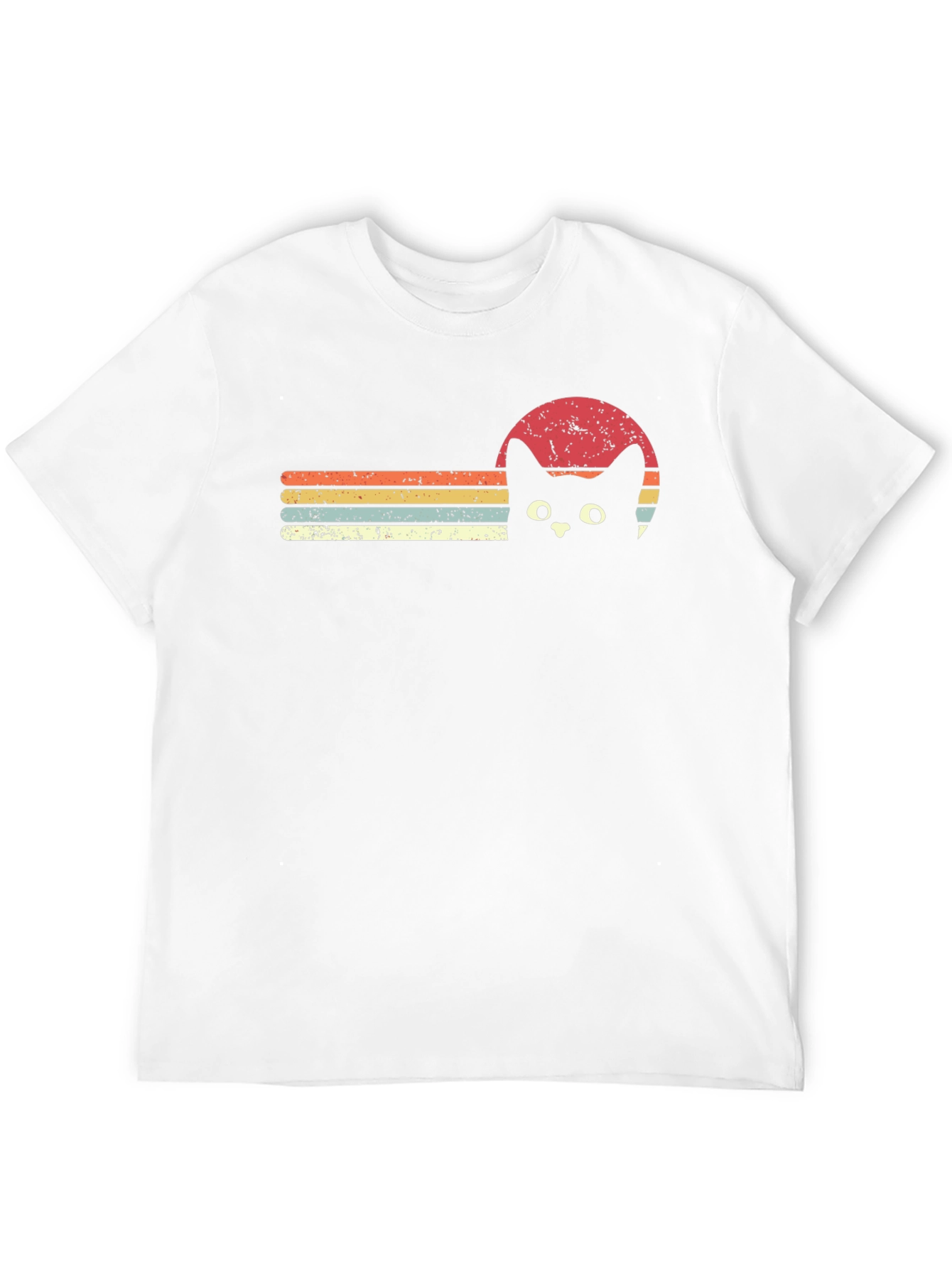 Retro Cat Sunset Graphic Tee - Black