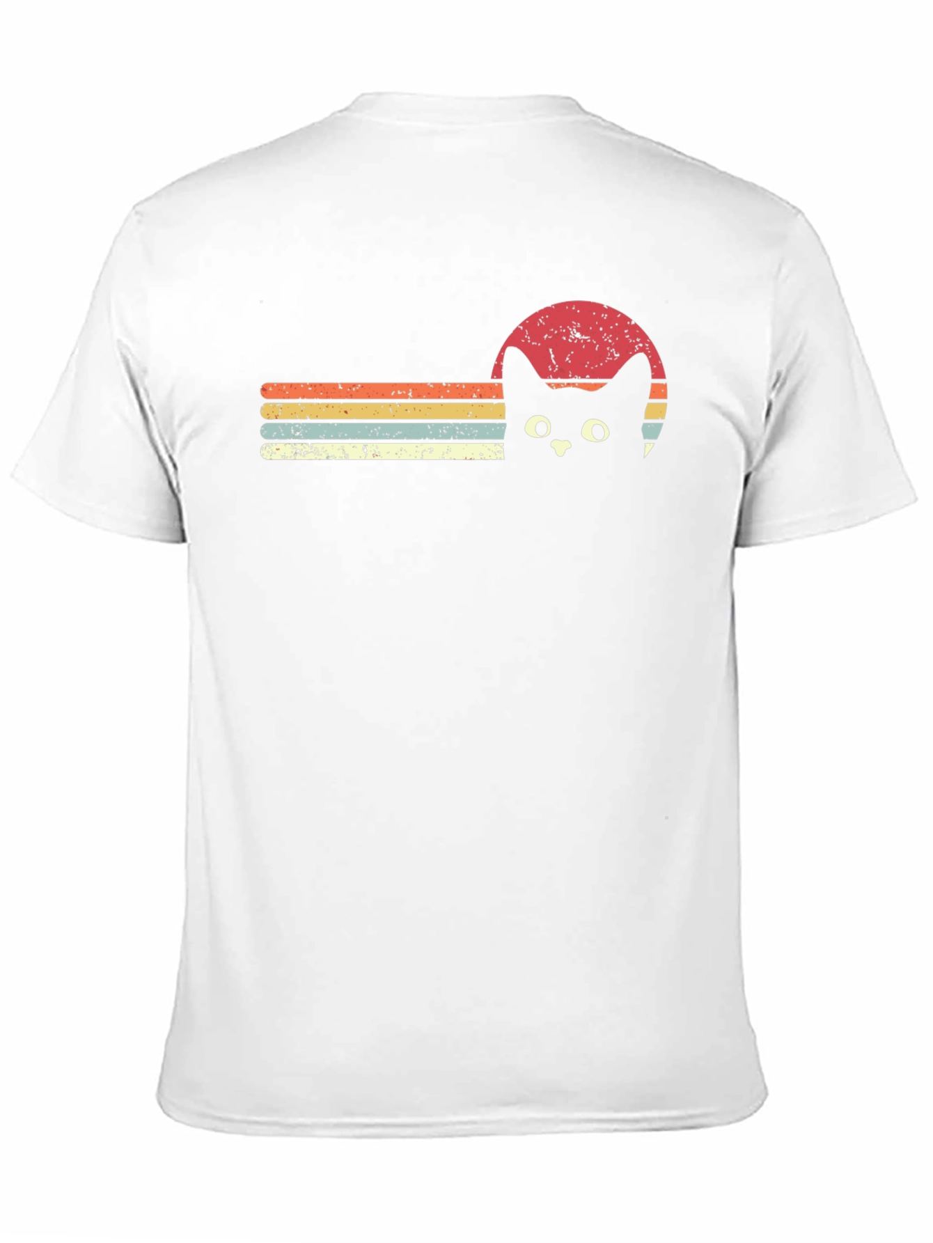 Retro Cat Sunset Graphic Tee - Black
