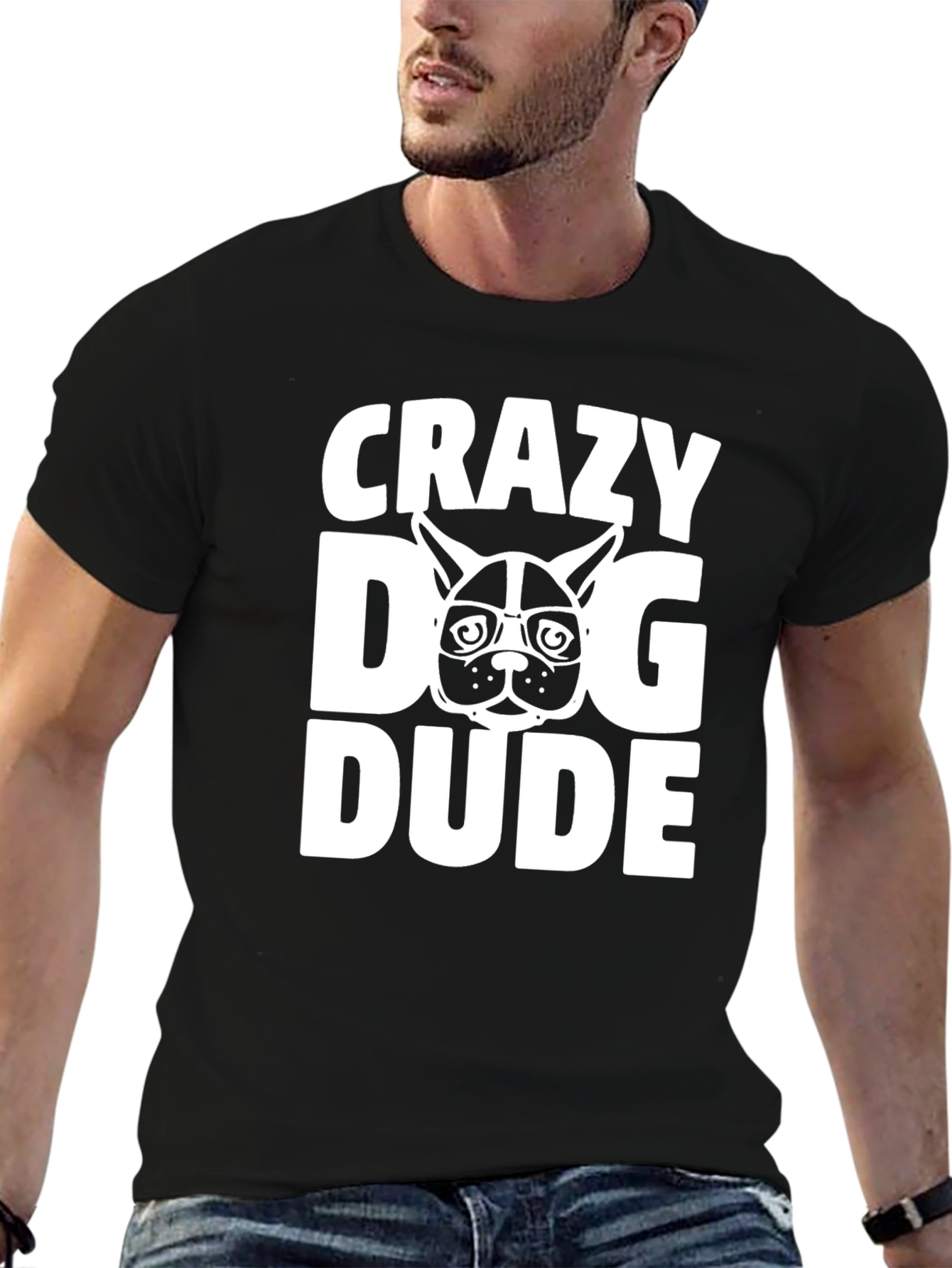 Crazy Dog Dude T-Shirt - Black