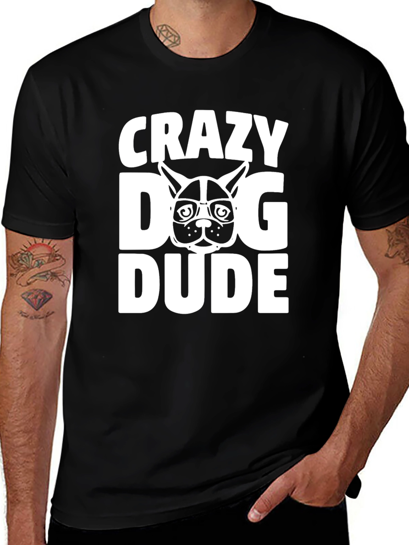 Crazy Dog Dude T-Shirt - Black