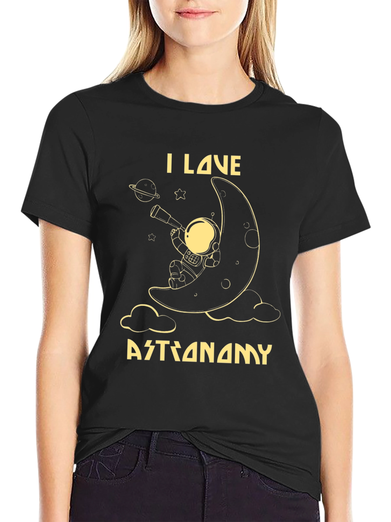 I Love Astronomy T-Shirt - Moon Astronaut Design