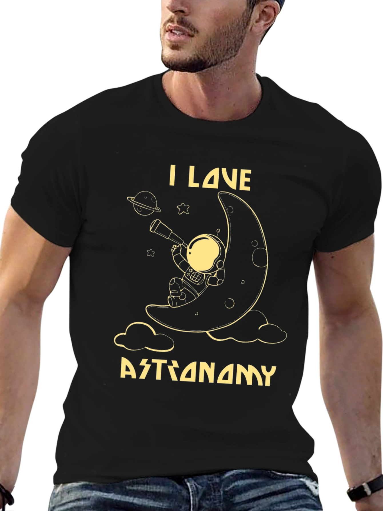 I Love Astronomy T-Shirt - Moon Astronaut Design