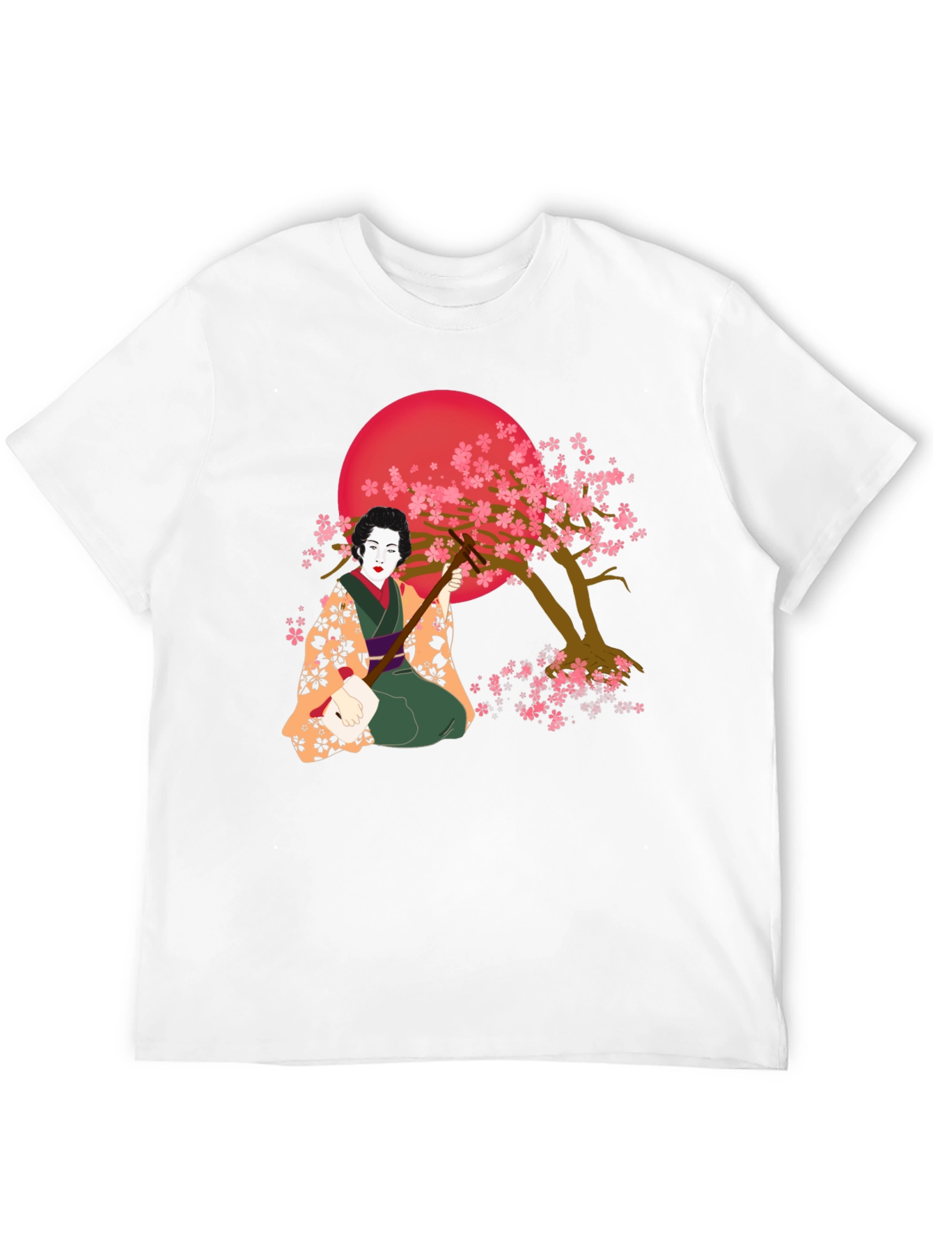 Geisha Cherry Blossom Graphic Tee - Unique Artistic Design