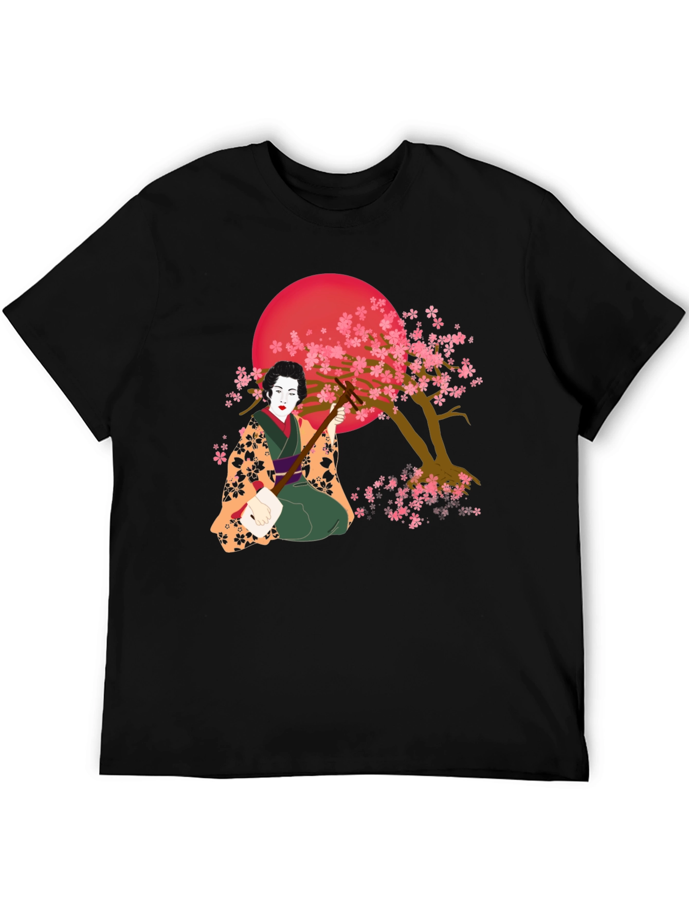 Geisha Cherry Blossom Graphic Tee - Unique Artistic Design