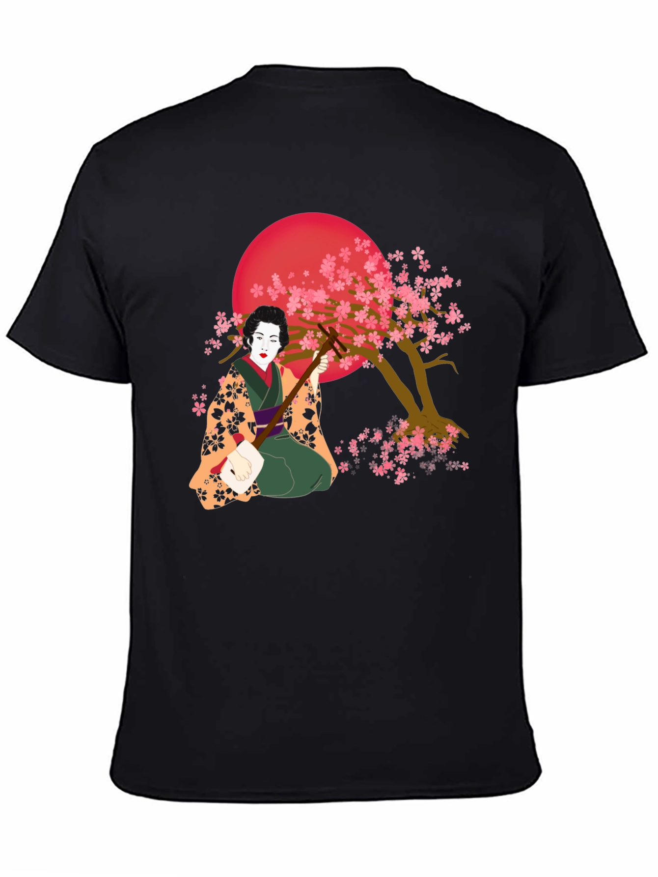 Geisha Cherry Blossom Graphic Tee - Unique Artistic Design
