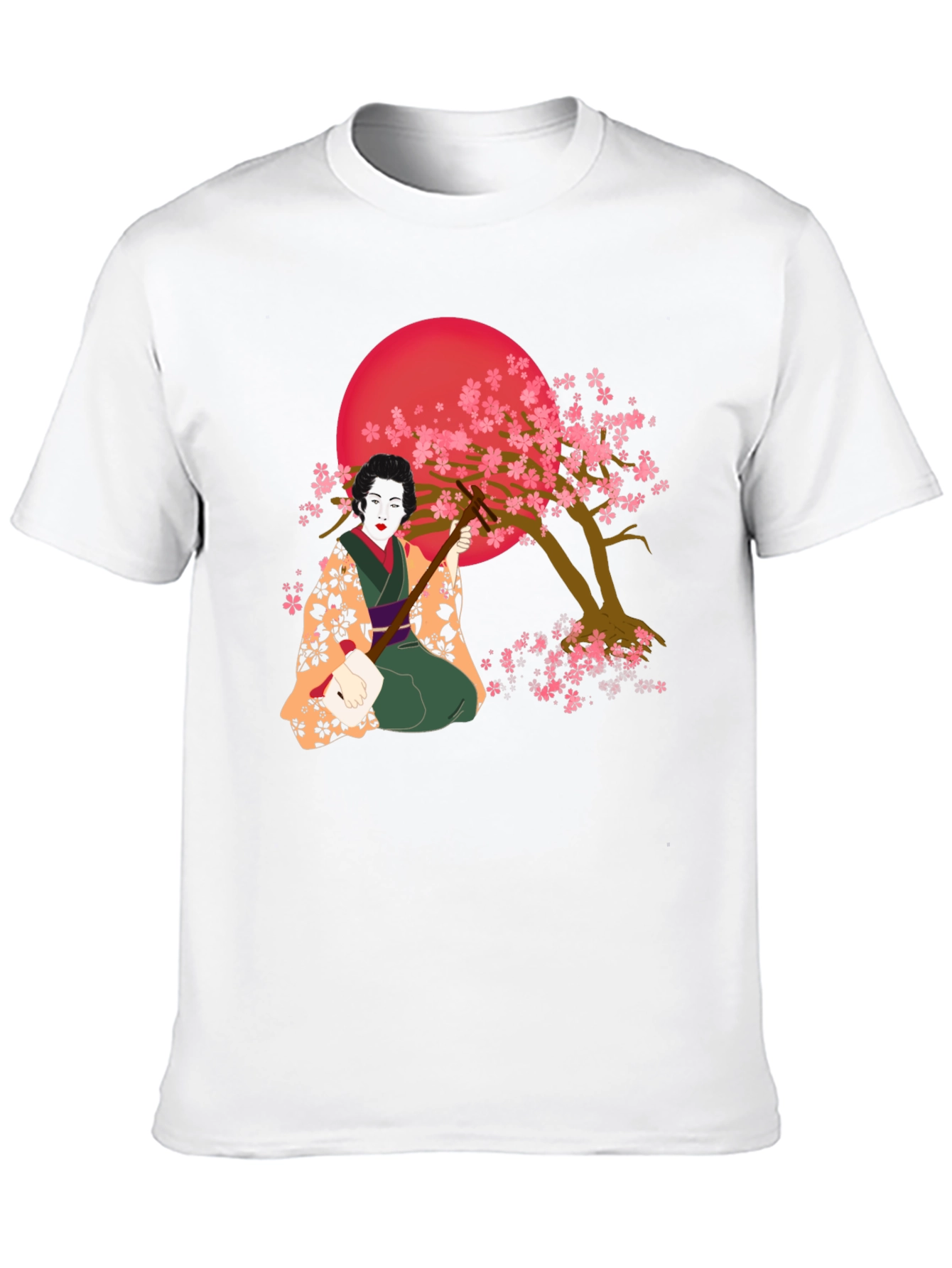 Geisha Cherry Blossom Graphic Tee - Unique Artistic Design