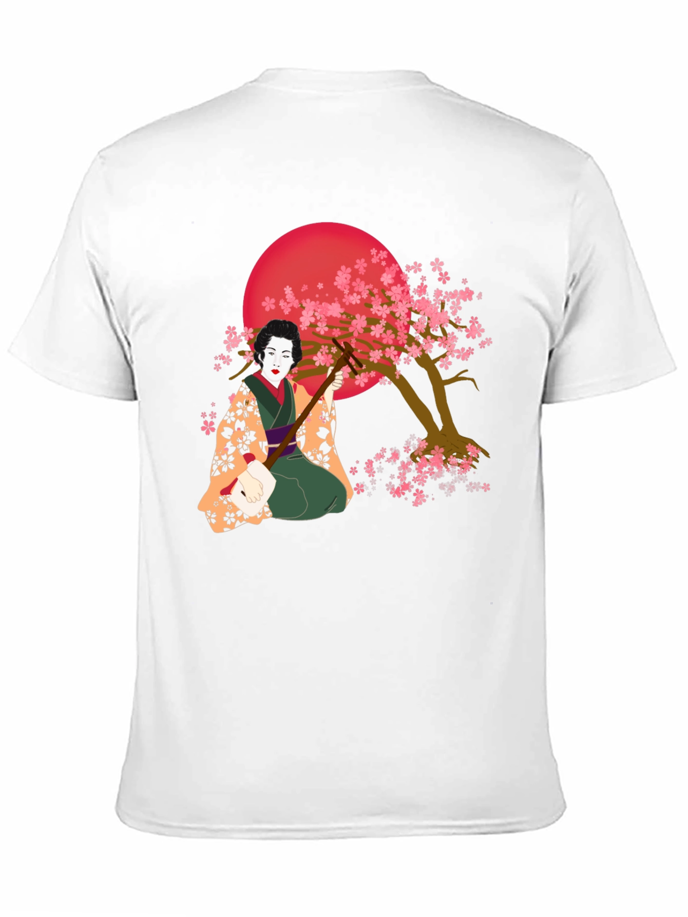 Geisha Cherry Blossom Graphic Tee - Unique Artistic Design