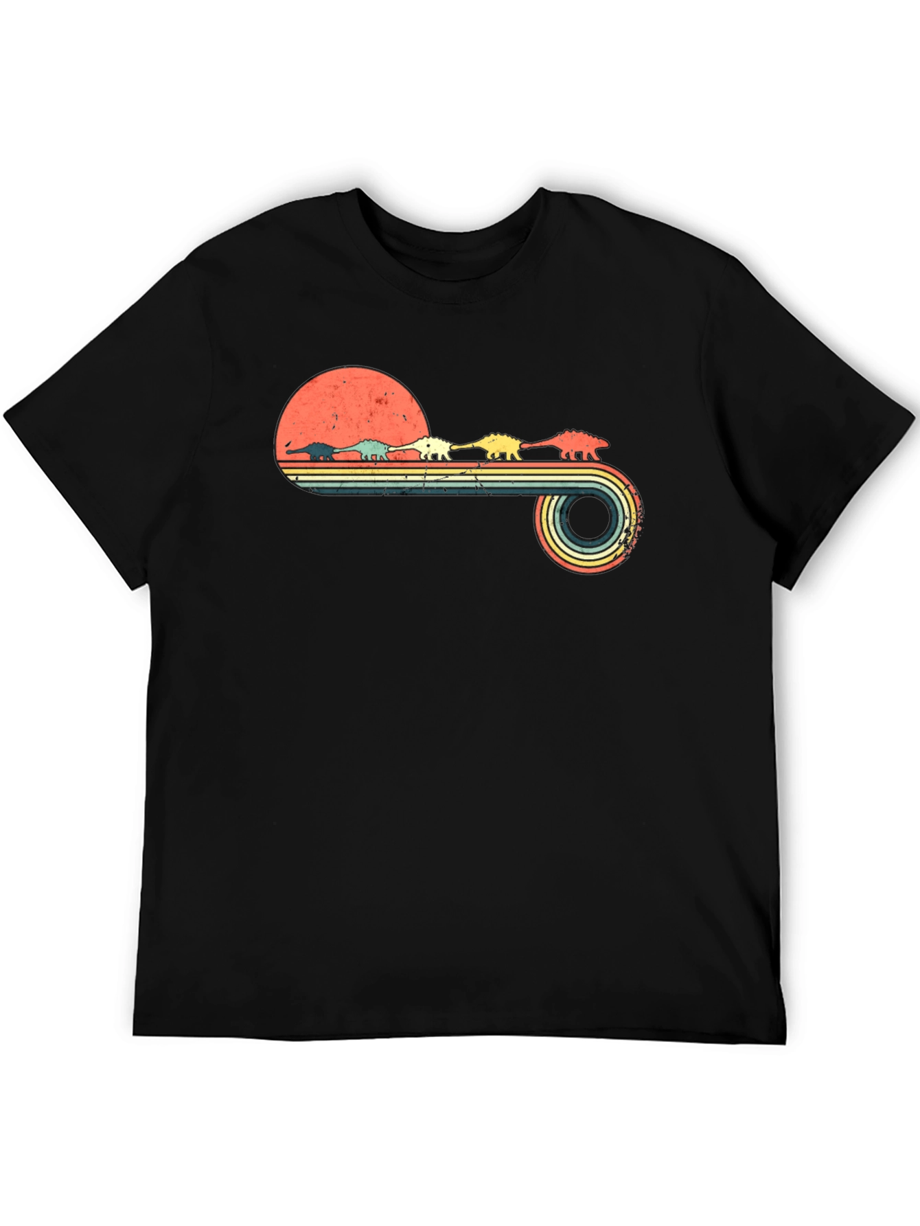 Retro Dinosaur Sunset Graphic Tee