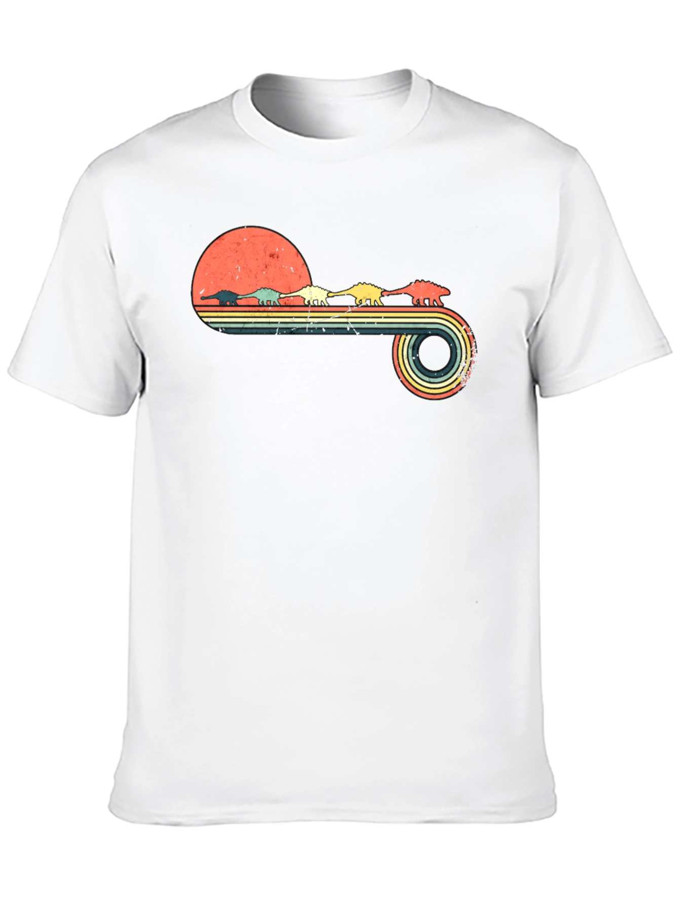 Retro Dinosaur Sunset Graphic Tee