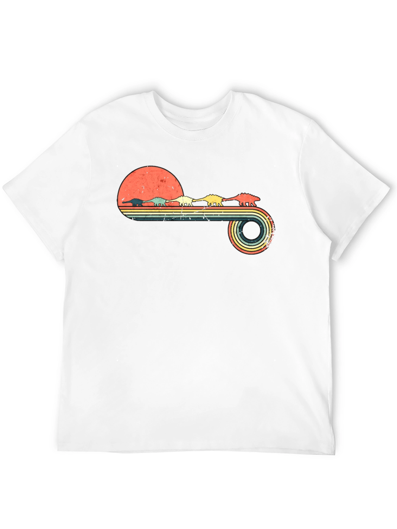 Retro Dinosaur Sunset Graphic Tee