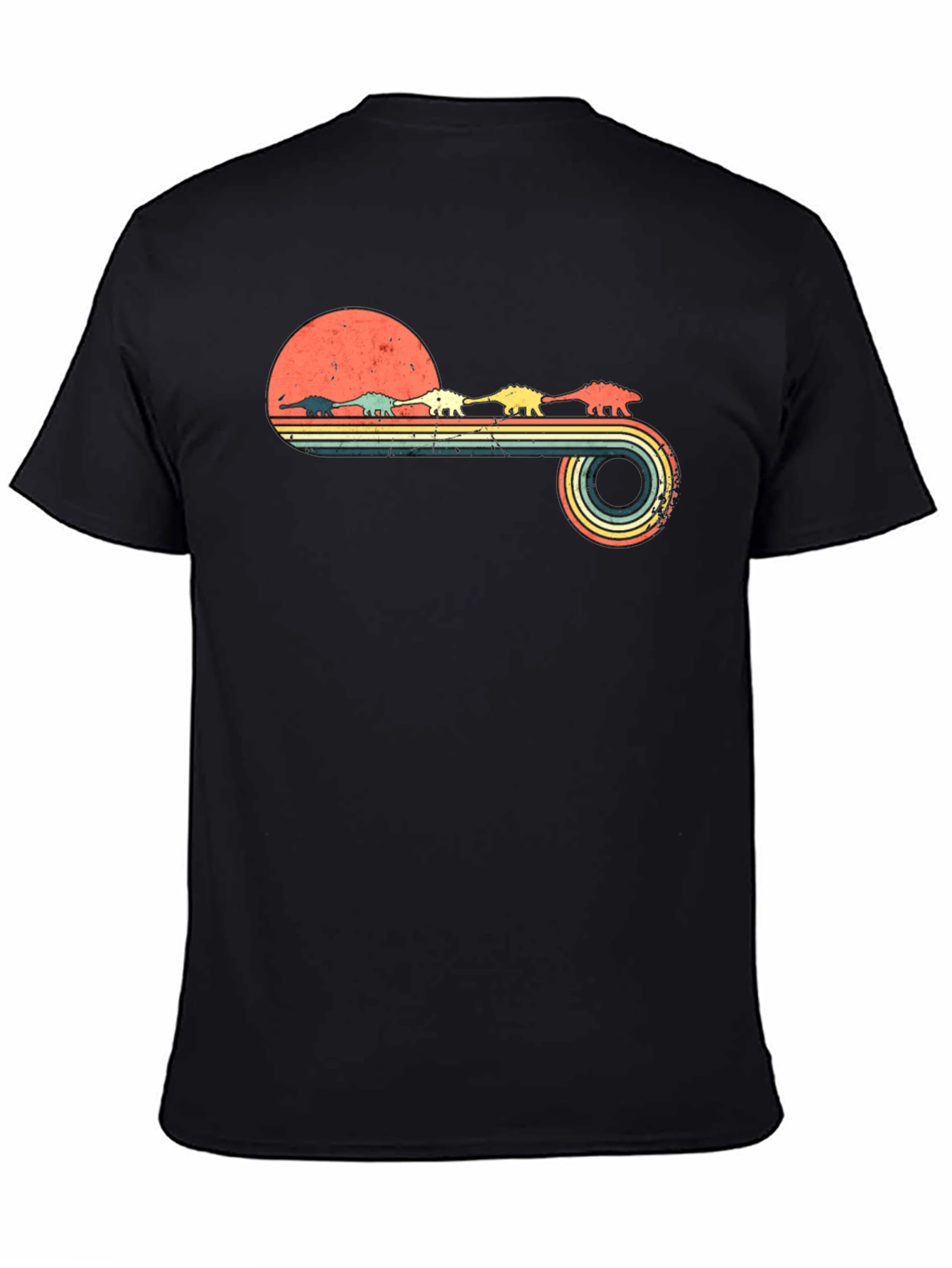Retro Dinosaur Sunset Graphic Tee