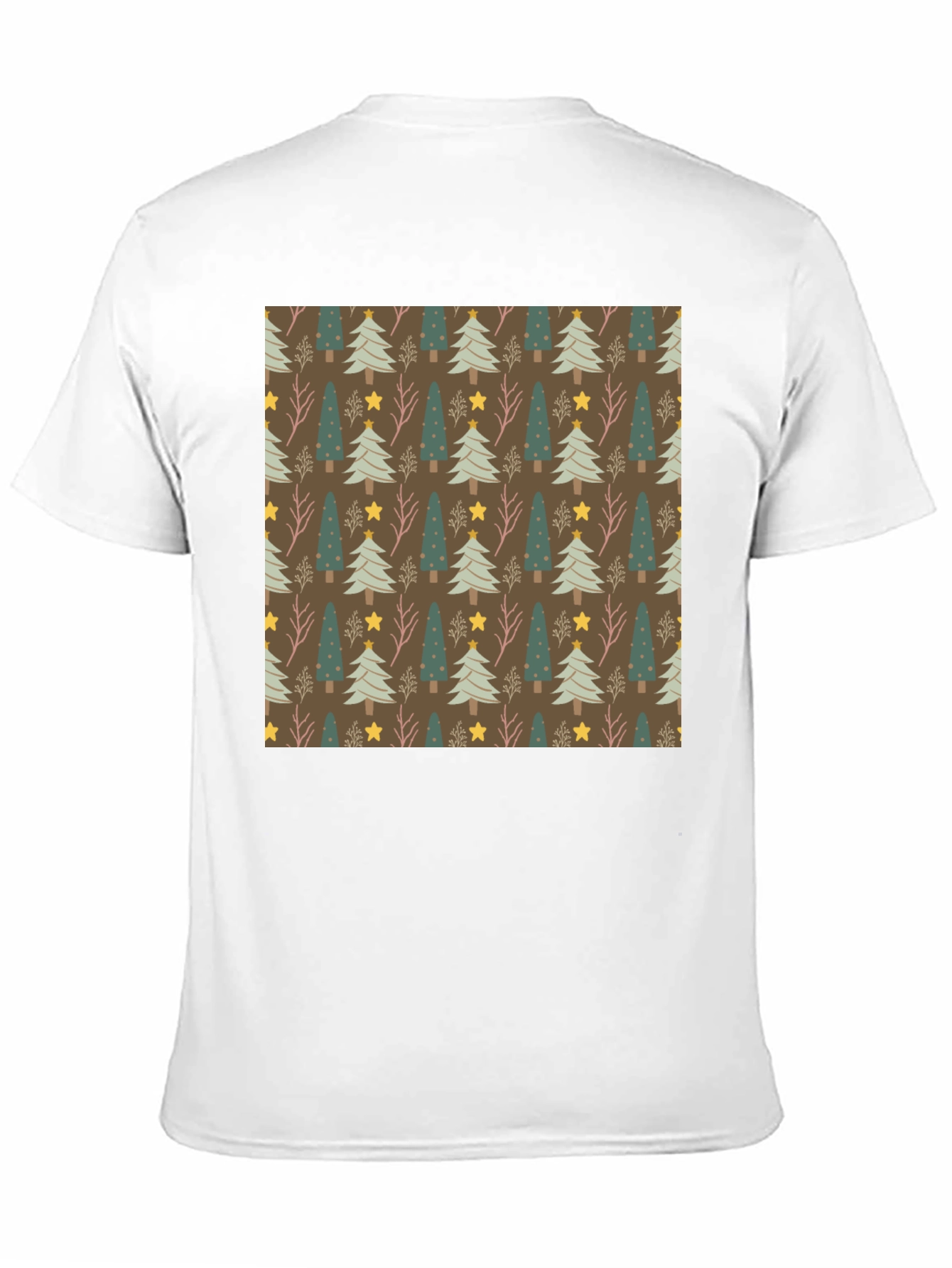 Festive Christmas Tree Pattern Black Tee