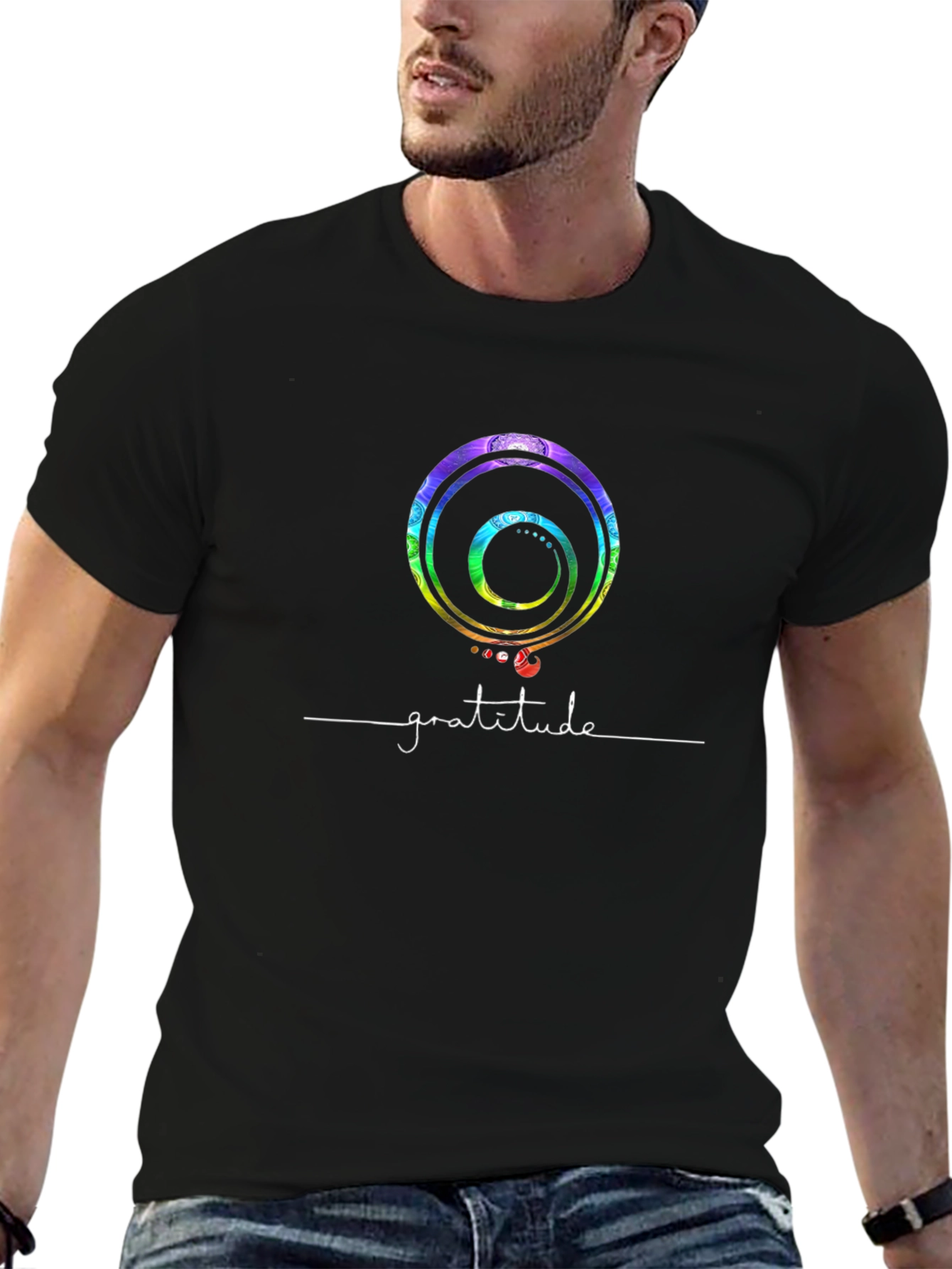 Gratitude Graphic Tee - Black Cotton Blend